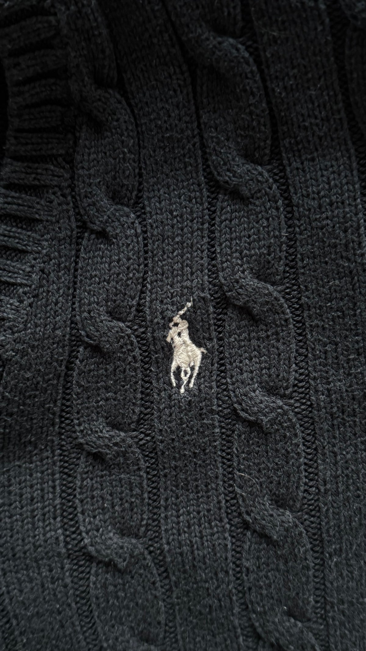 Pull torsadé noir col V Ralph Lauren - XS