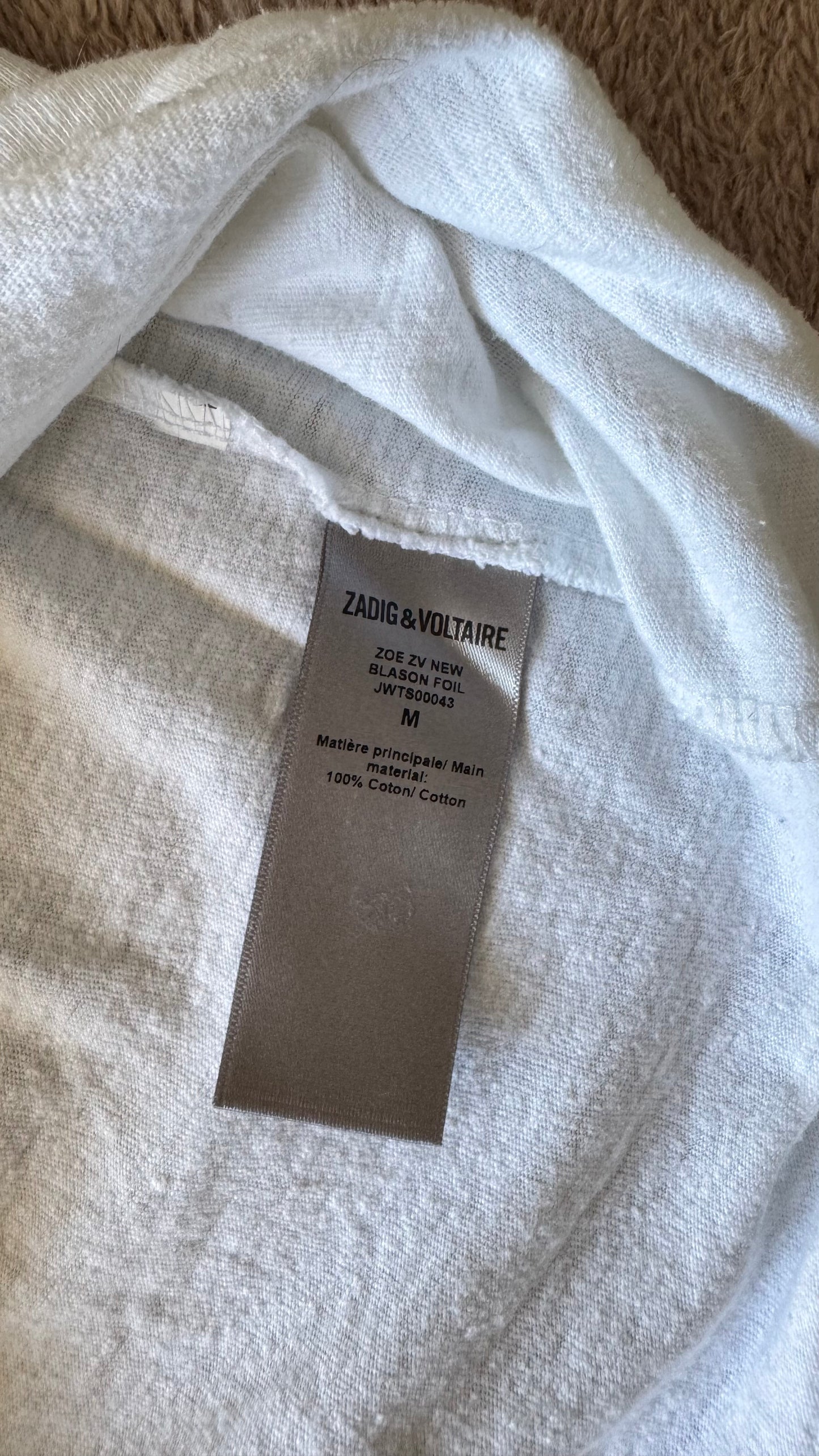 T-shirt blanc logo argenté Zadig & Voltaire - M