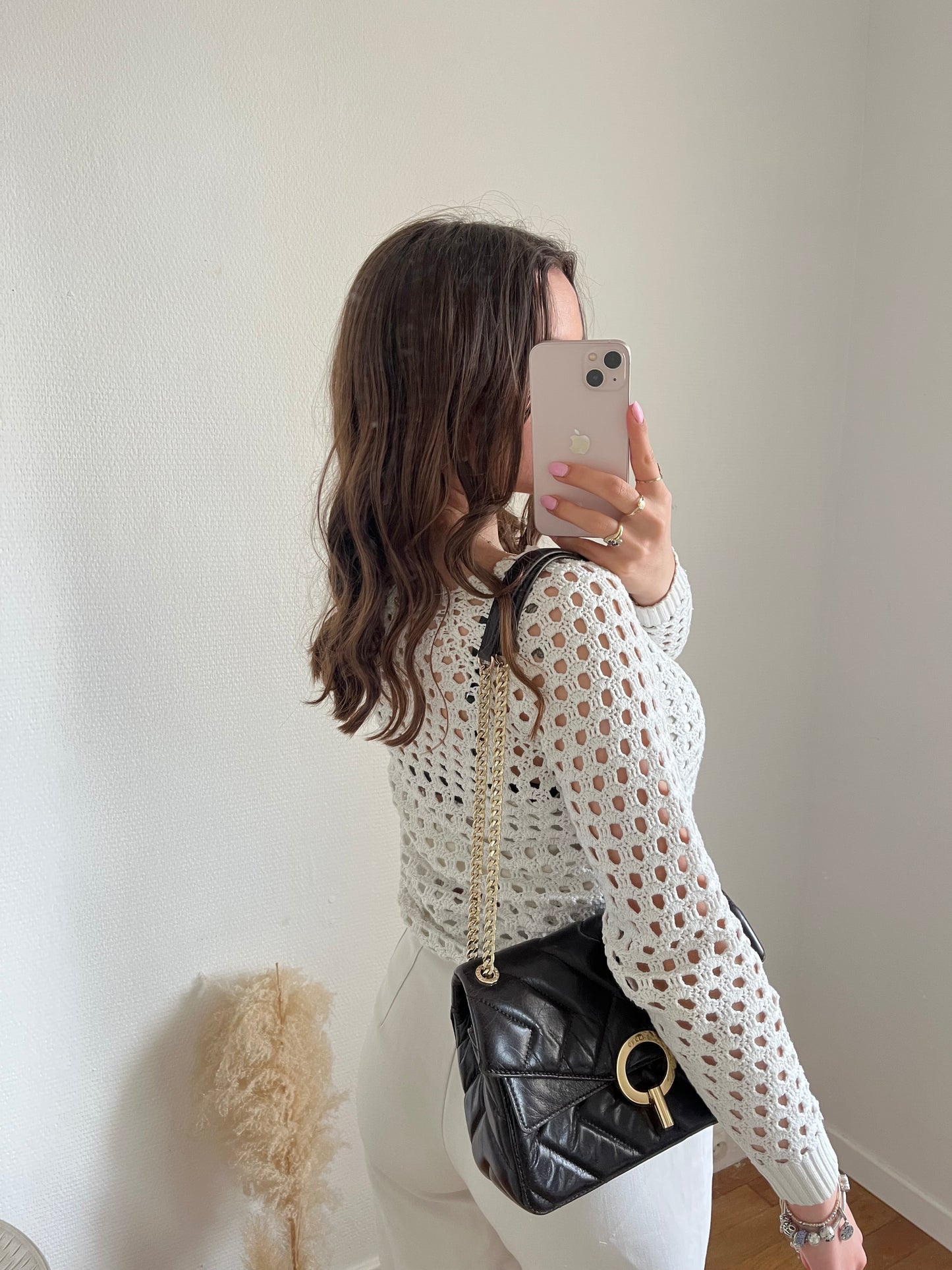 Pull crochet blanc Maje - S