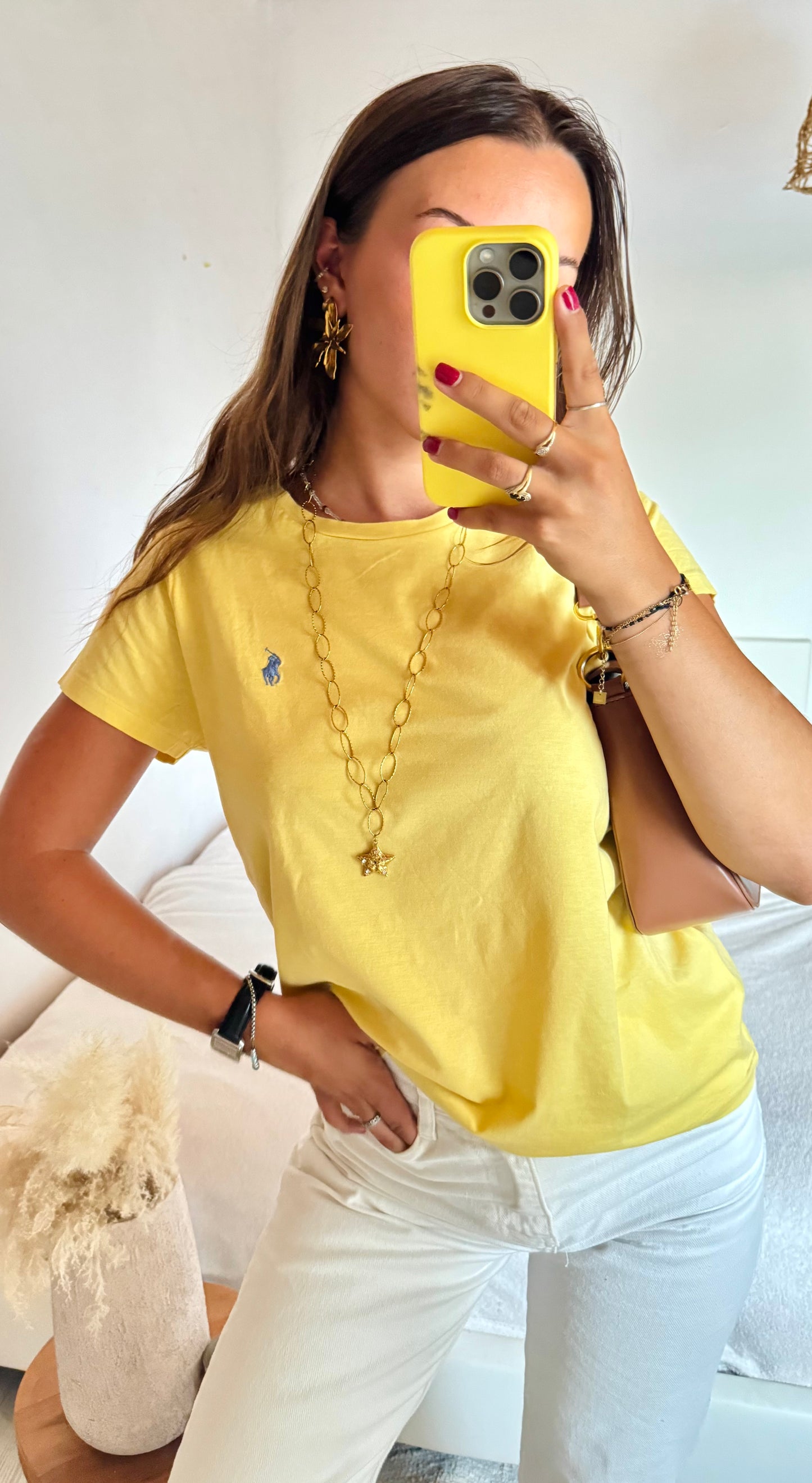 T-shirt col rond jaune Ralph Lauren - S