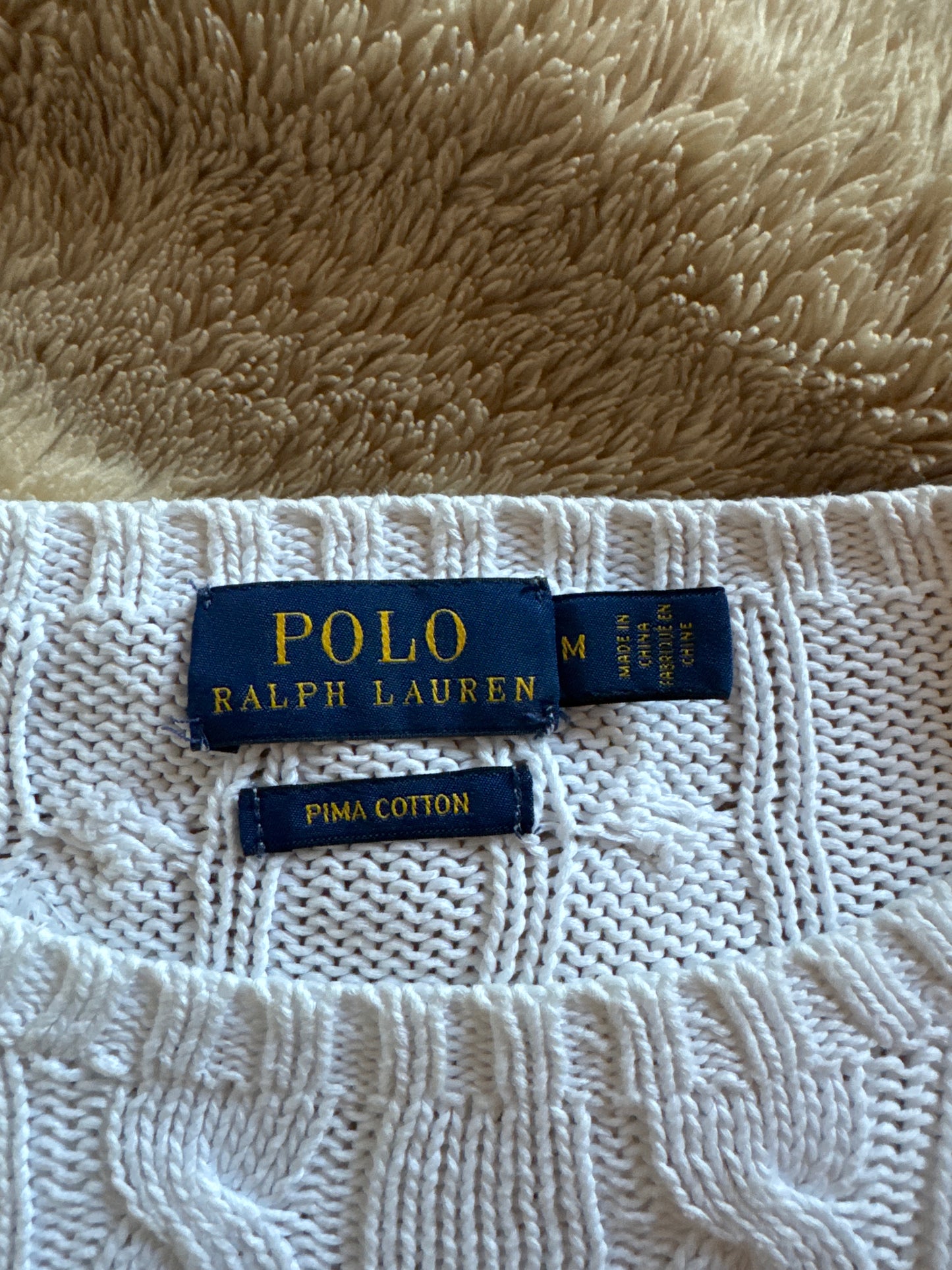 Pull torsadé blanc Ralph Lauren - M