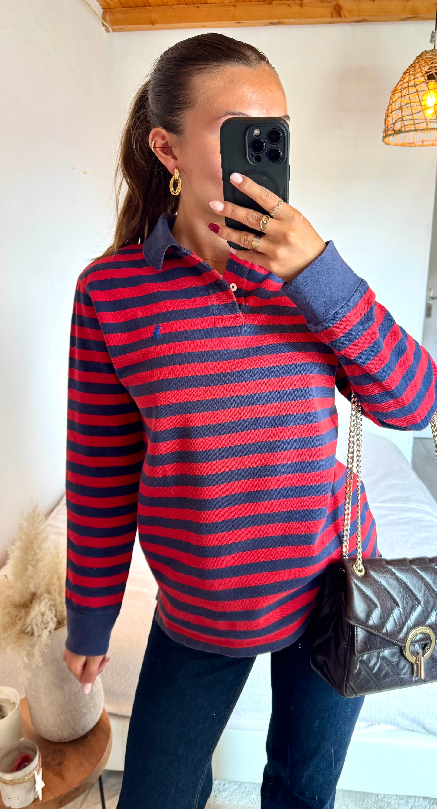 Polo manches longues rayé Ralph Lauren - S