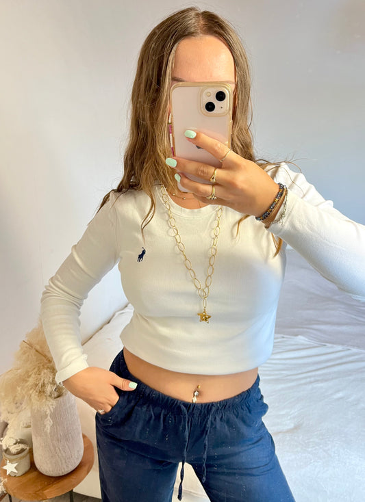 T-shirt manche longue blanc Ralph Lauren - XS