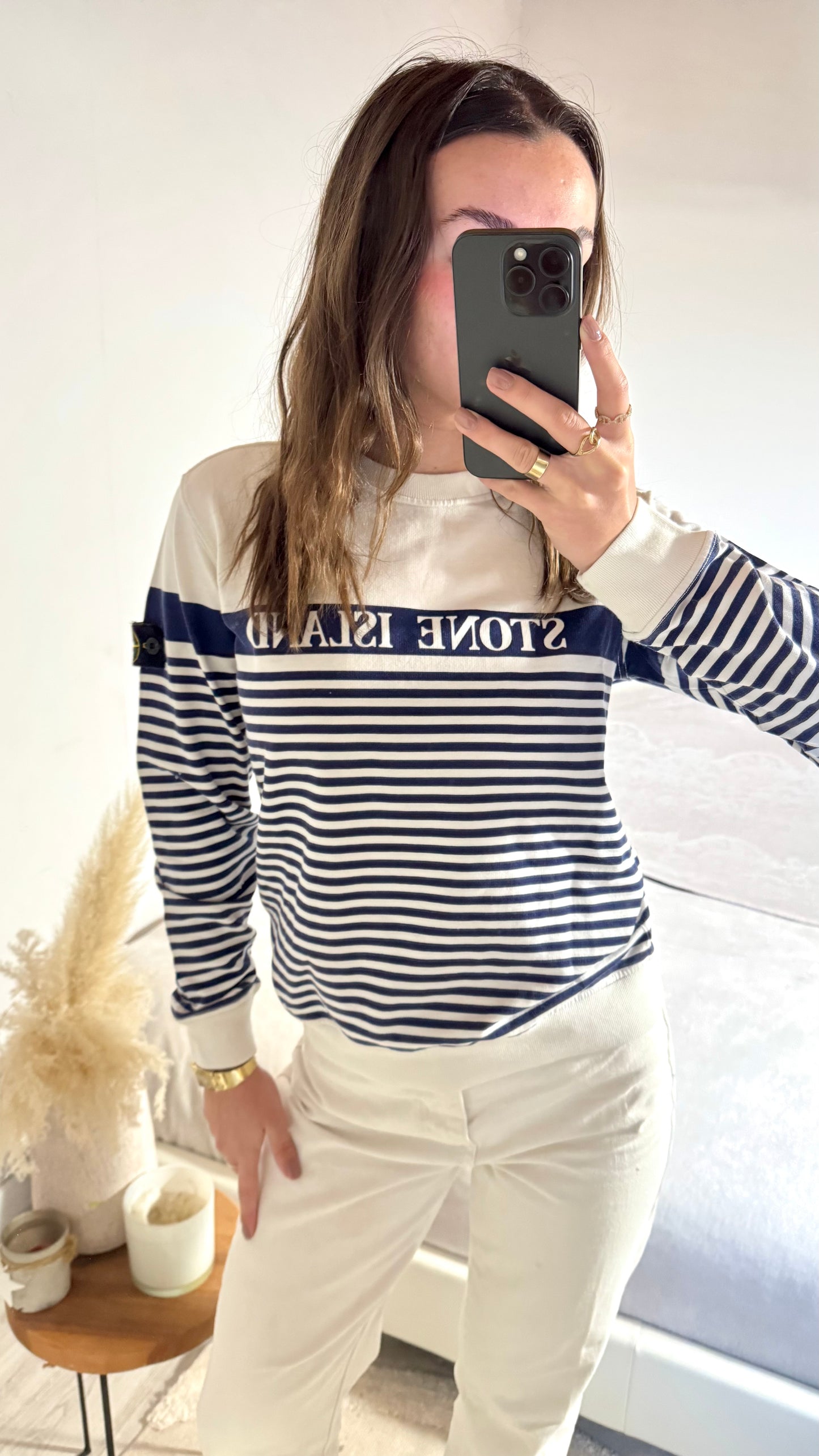 Sweat col rond marinière Stone Island - S