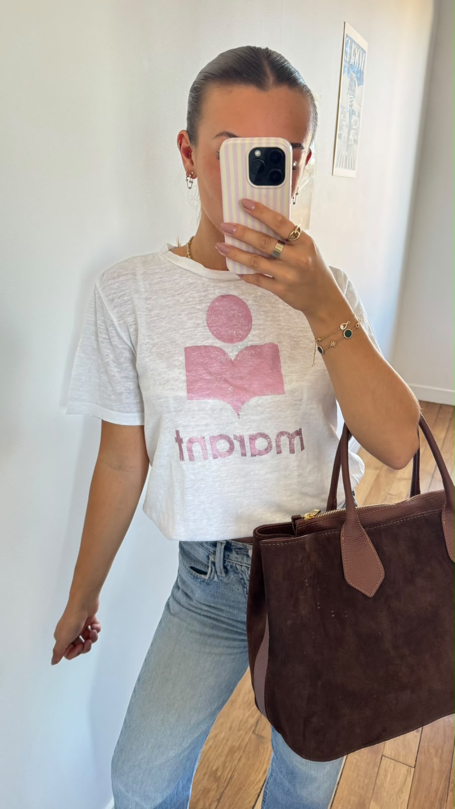 T-shirt en lin rose cuivré Isabel Marant - XS