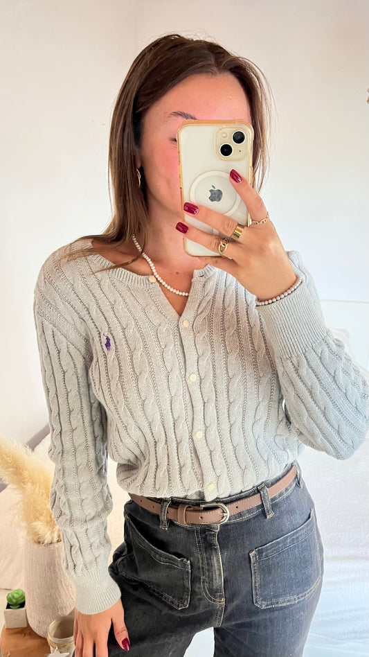 Gilet torsadé gris Ralph Lauren - S