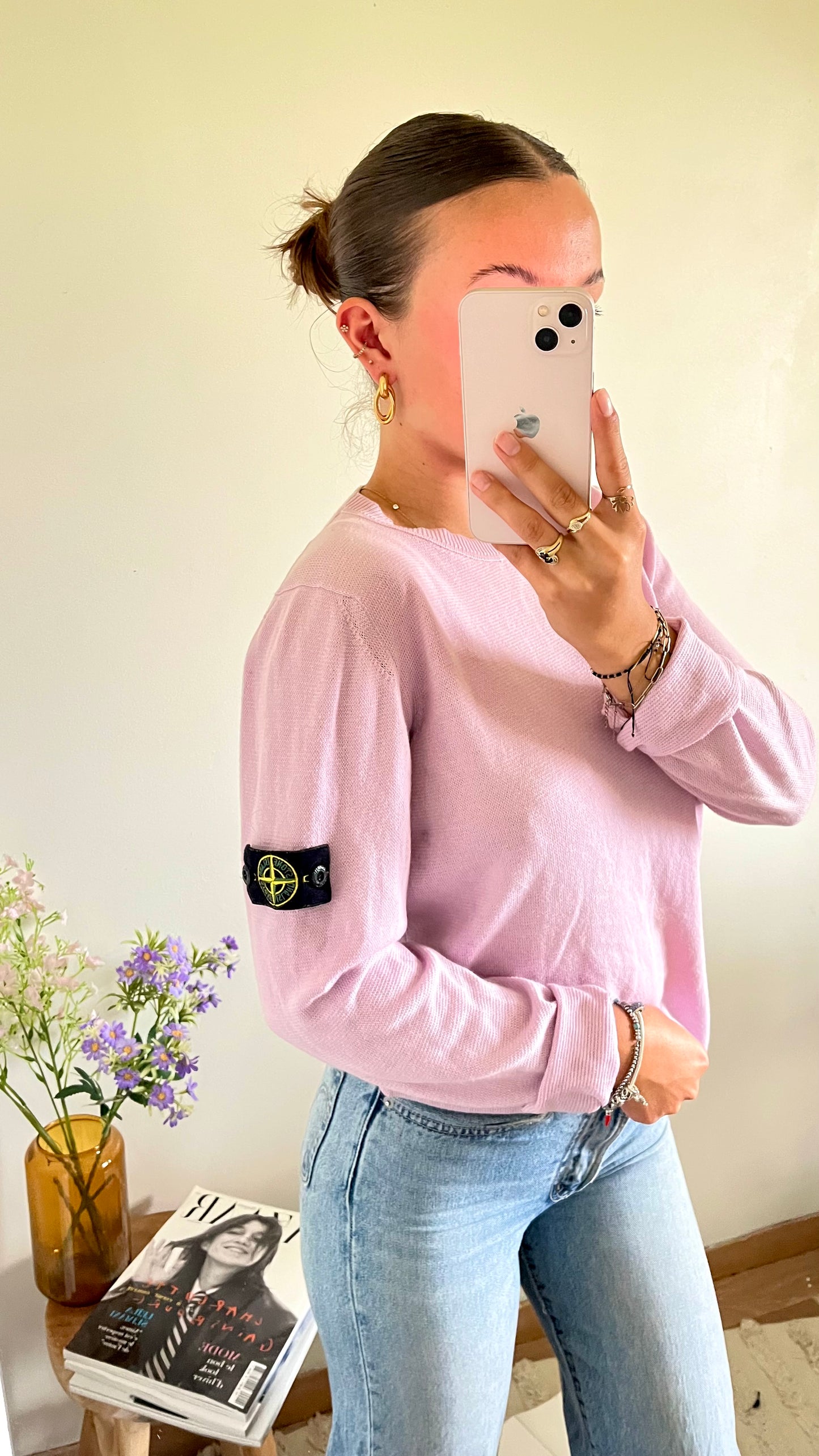 Pull rose col rond Stone Island - S