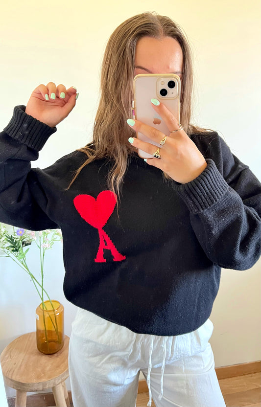 Pull noir Ami Paris - M femme / S homme