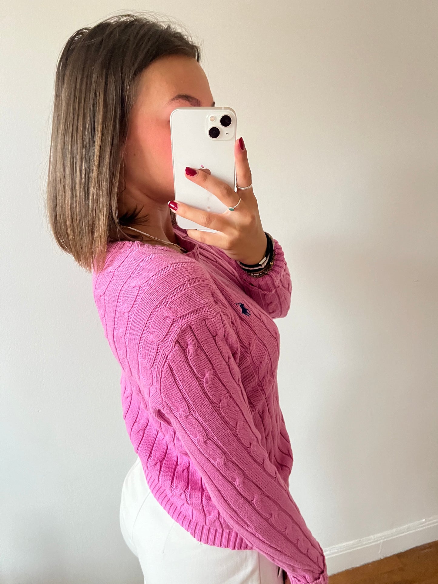 Pull torsadé rose Ralph Lauren - M