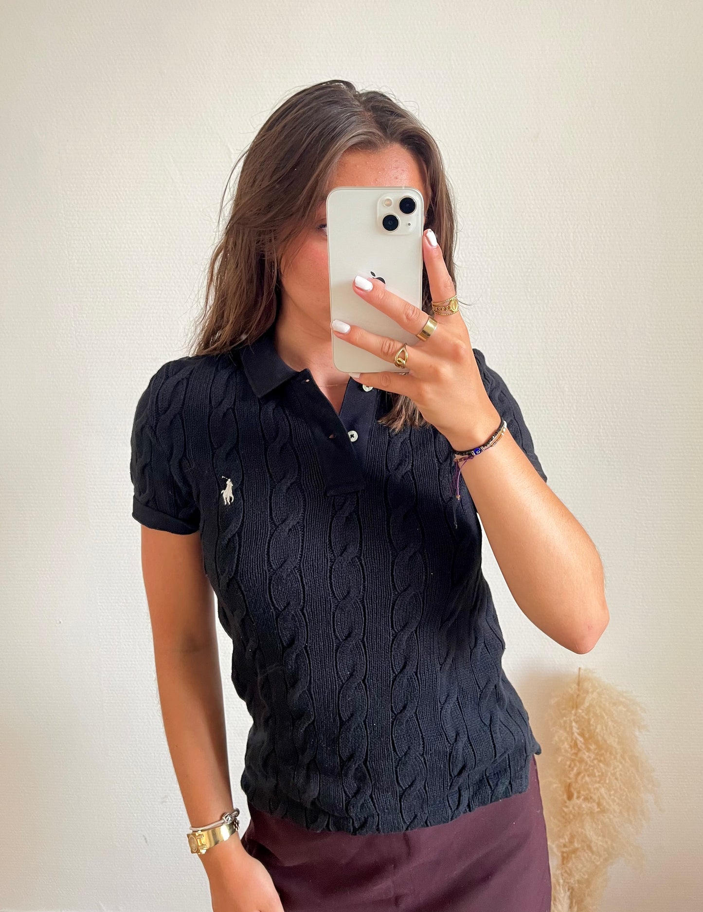 Polo torsadé noir Ralph Lauren - S