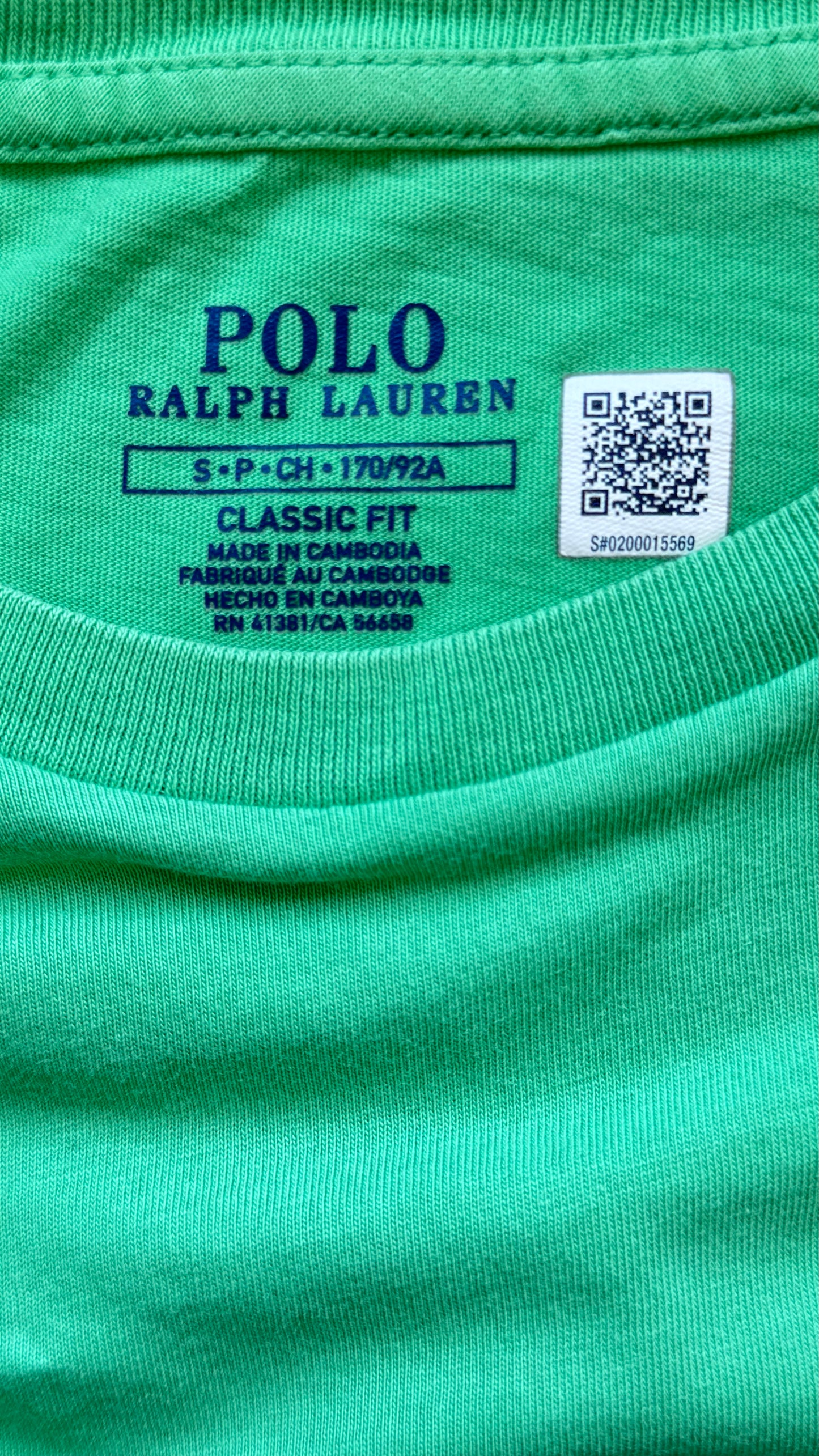 T-shirt vert col rond Ralph Lauren - S homme / M femme