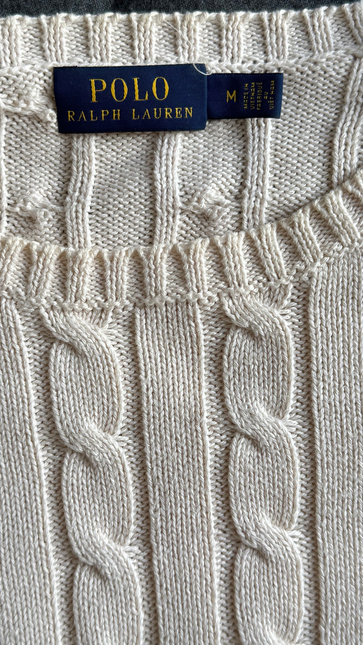 Torsadé col rond crème Ralph Lauren - M