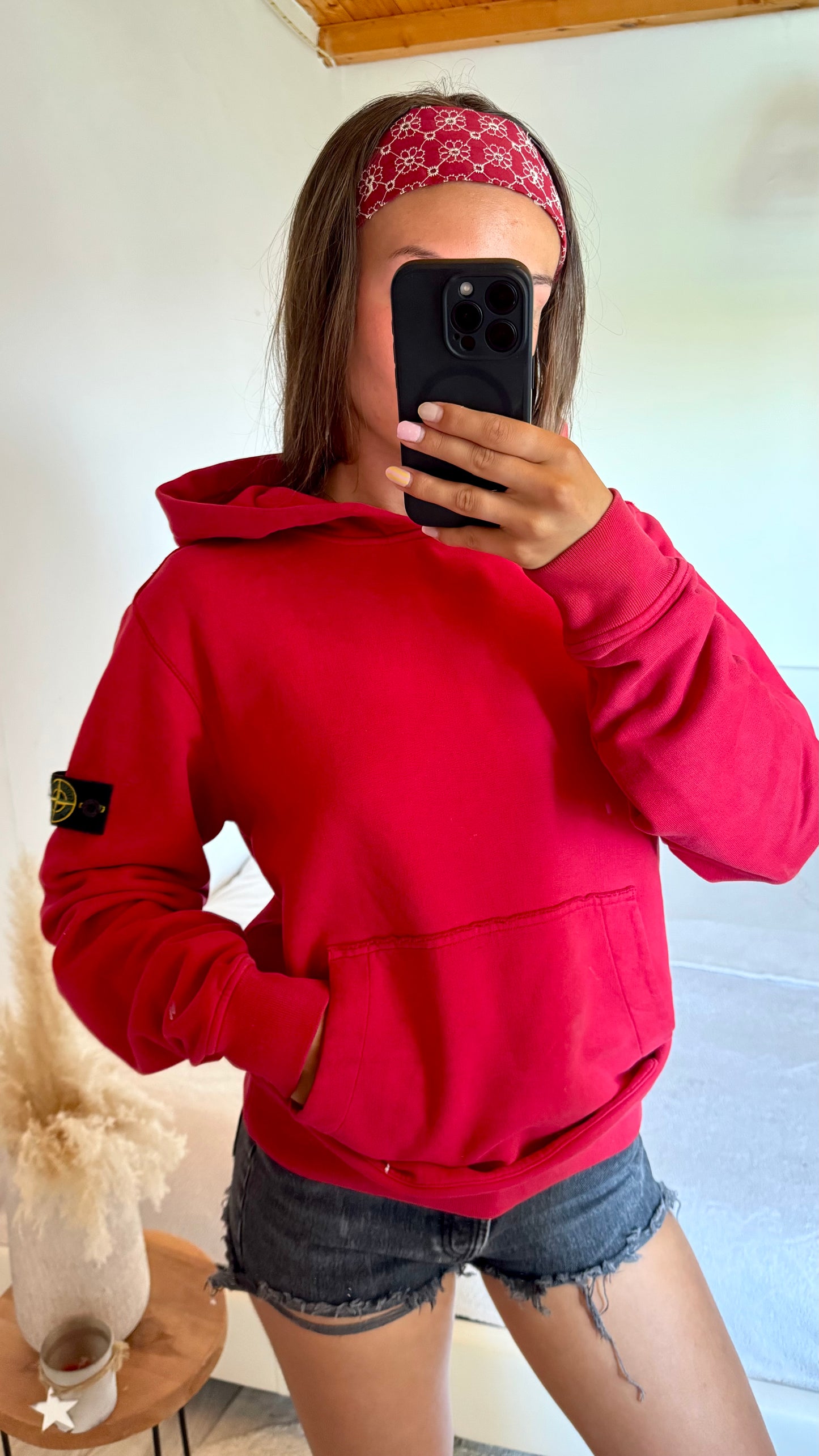 Sweat à capuche rouge Stone Island - M