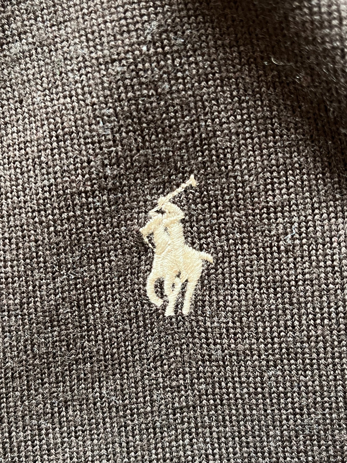 Pull col V marron laine de mérinos Ralph Lauren - S
