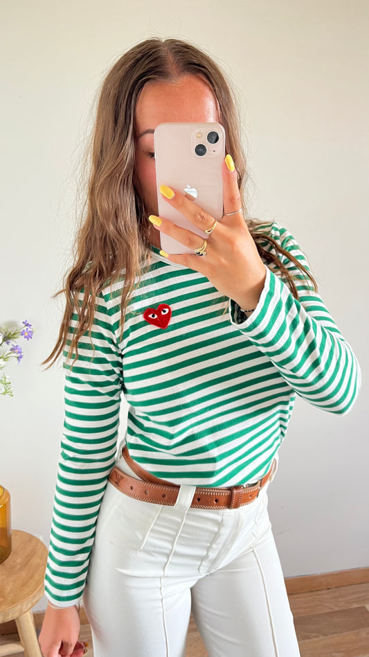 Pull marinière vert Comme Des Garçons - S