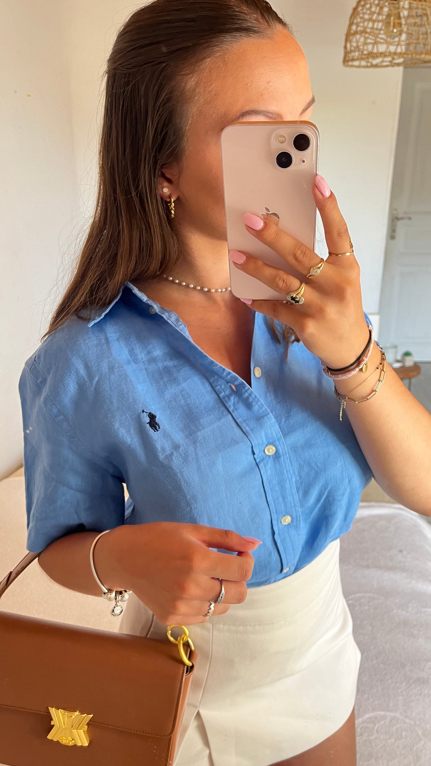 Chemise en lin bleu Ralph Lauren  - S