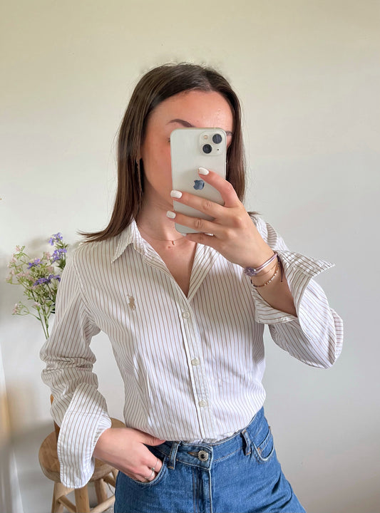 Chemise rayée dorée Ralph Lauren - XS.