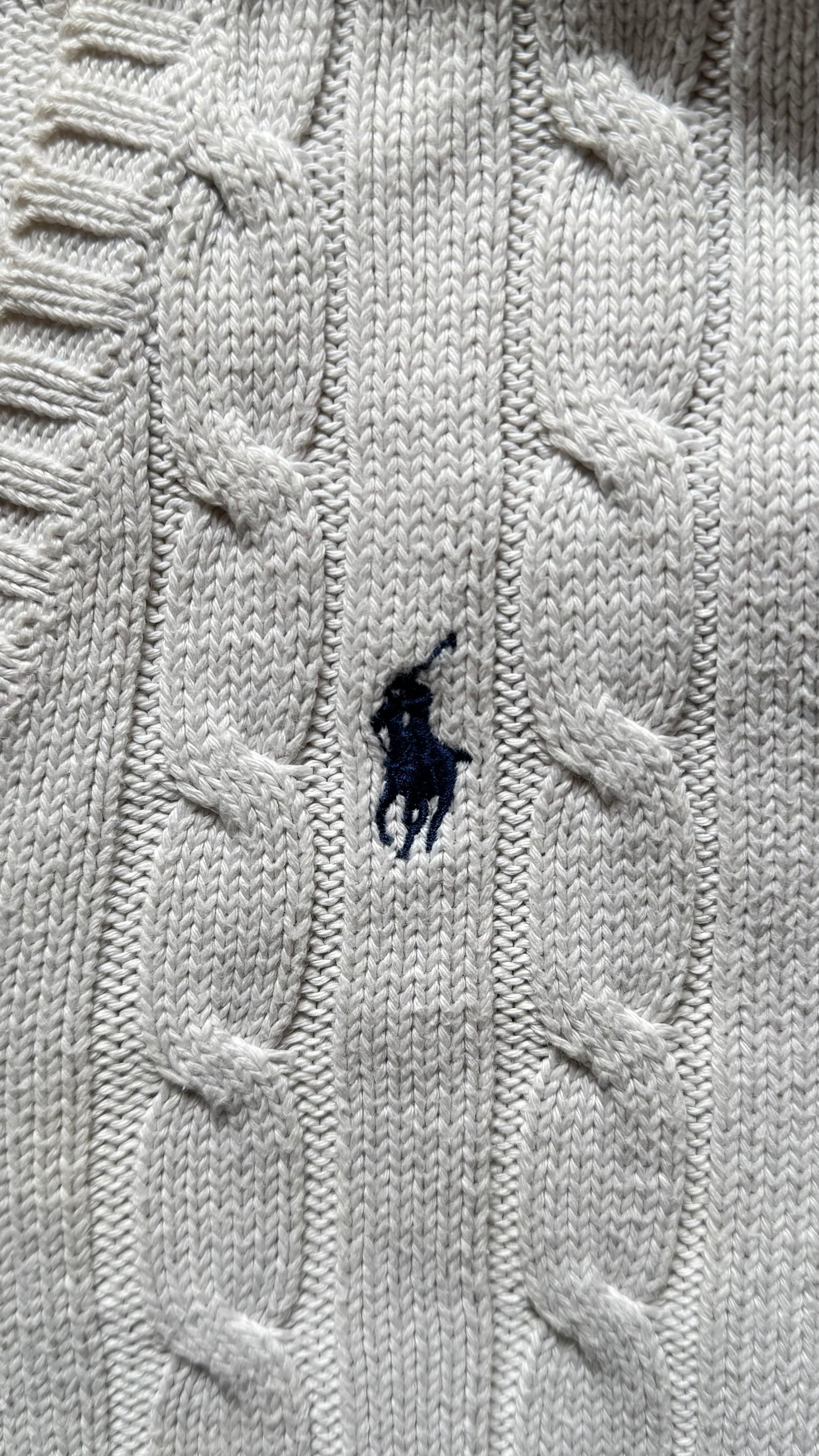 Pull col V torsadé blanc Ralph Lauren - S