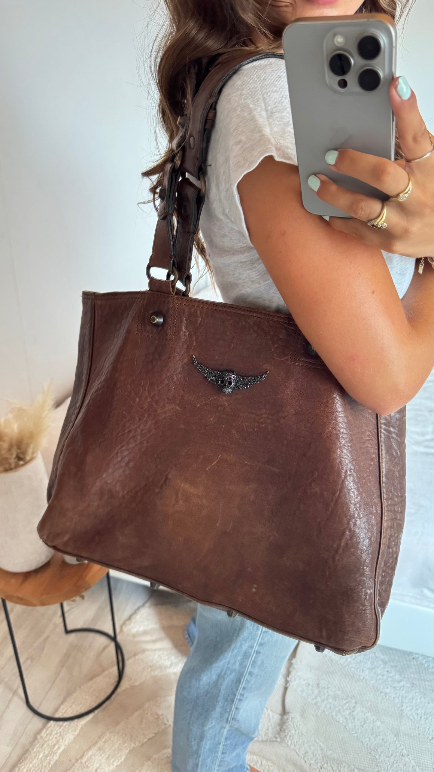 Grand sac en cuir marron Zadig & Voltaire
