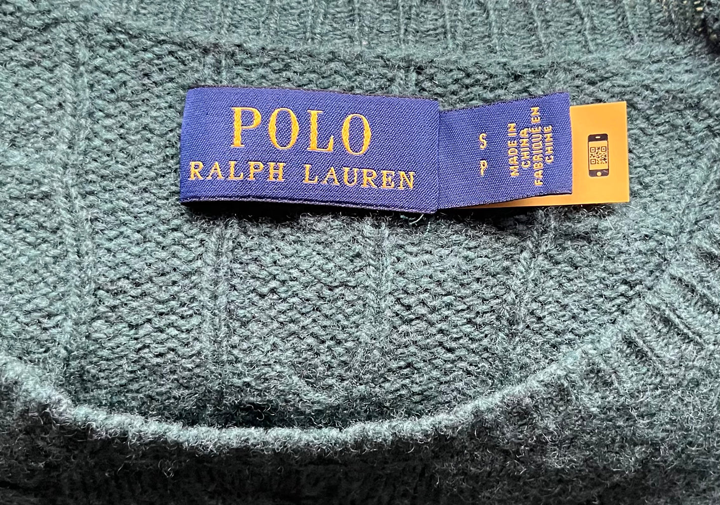 Pull torsadé laine cachemire vert sapin Ralph Lauren - S