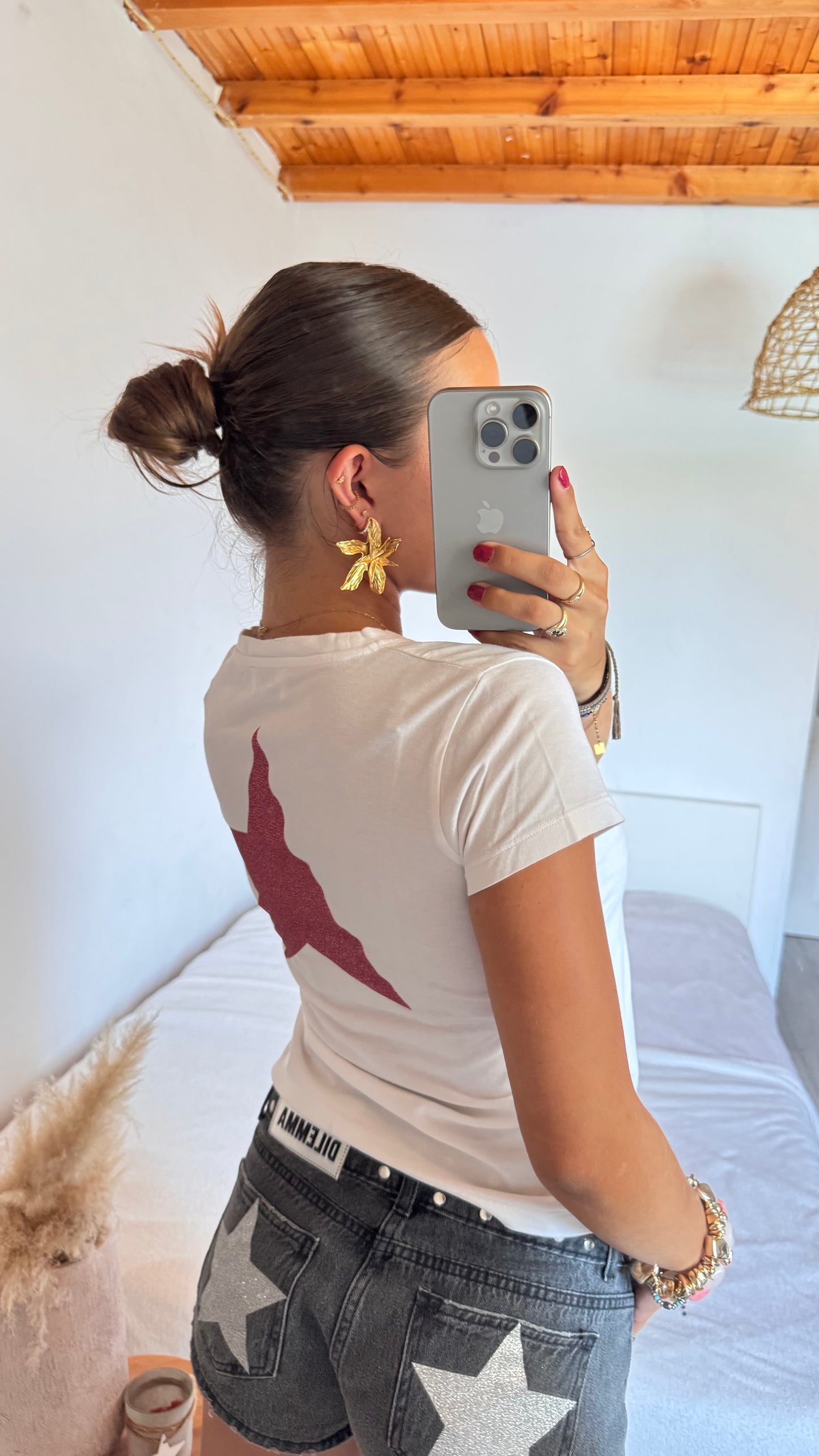 T-shirt Golden Goose à paillettes roses - XS
