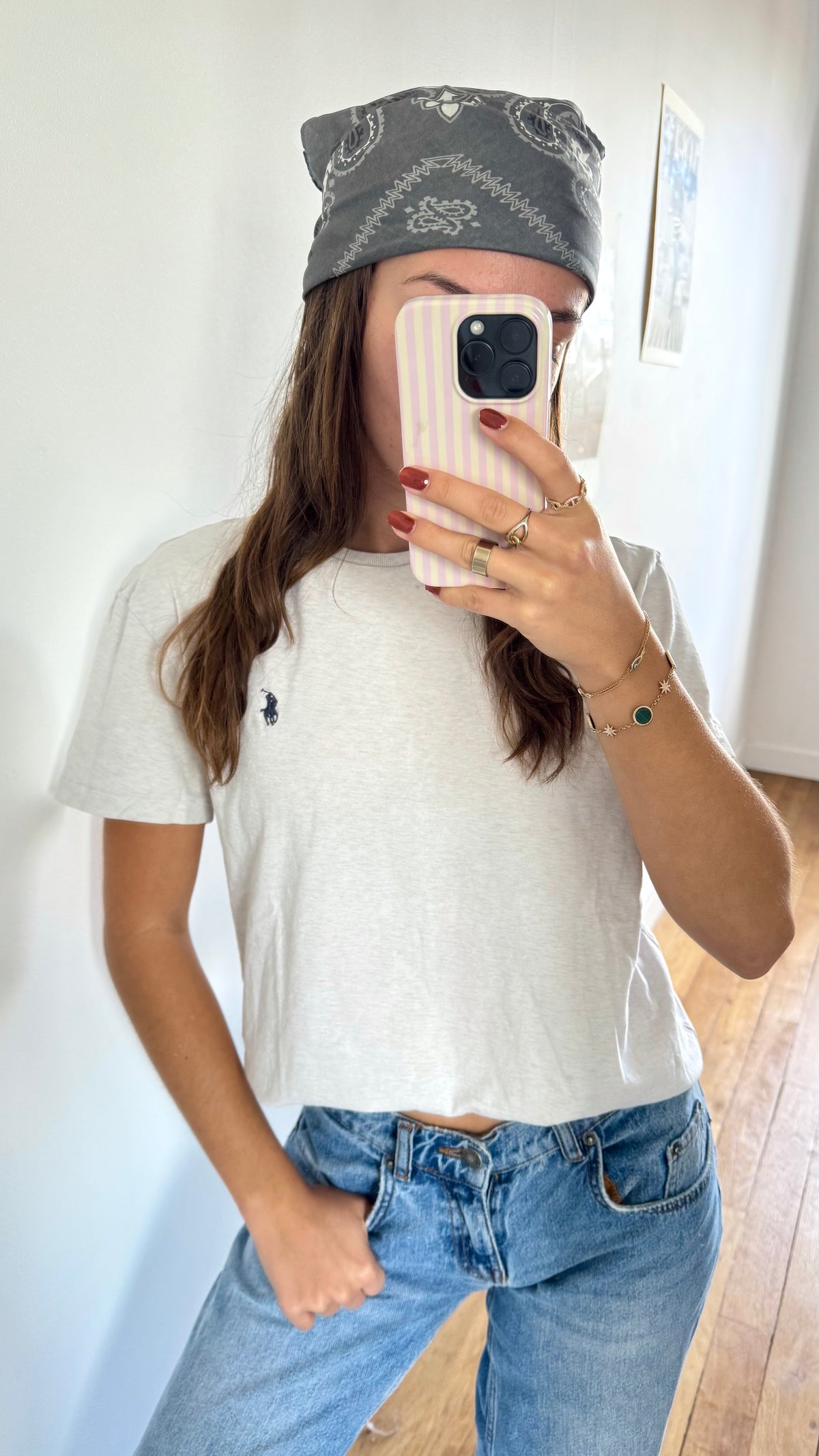 T-shirt col rond gris clair Ralph Lauren - S