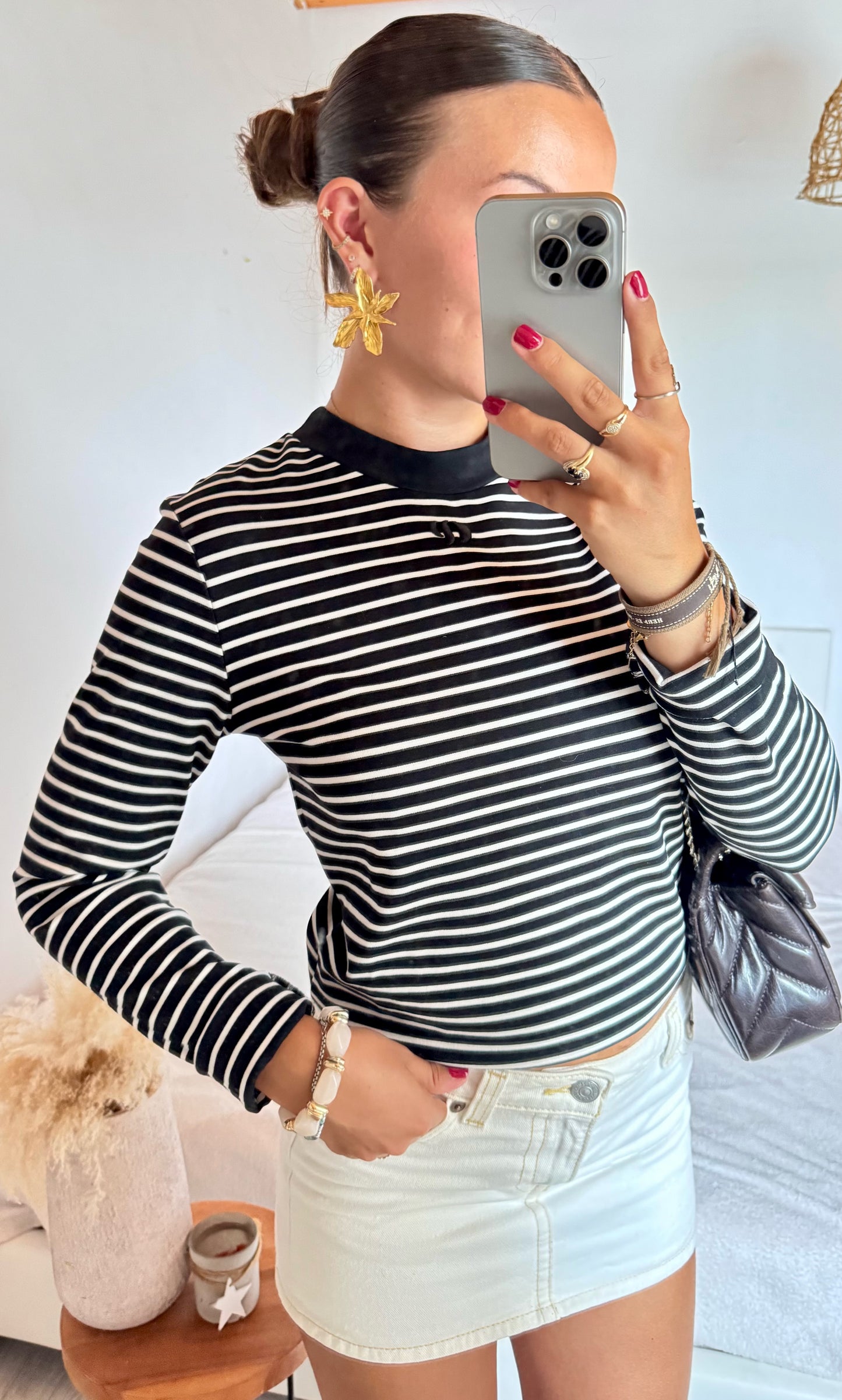 Pull marinière brodé noir Claudie Pierlot - S