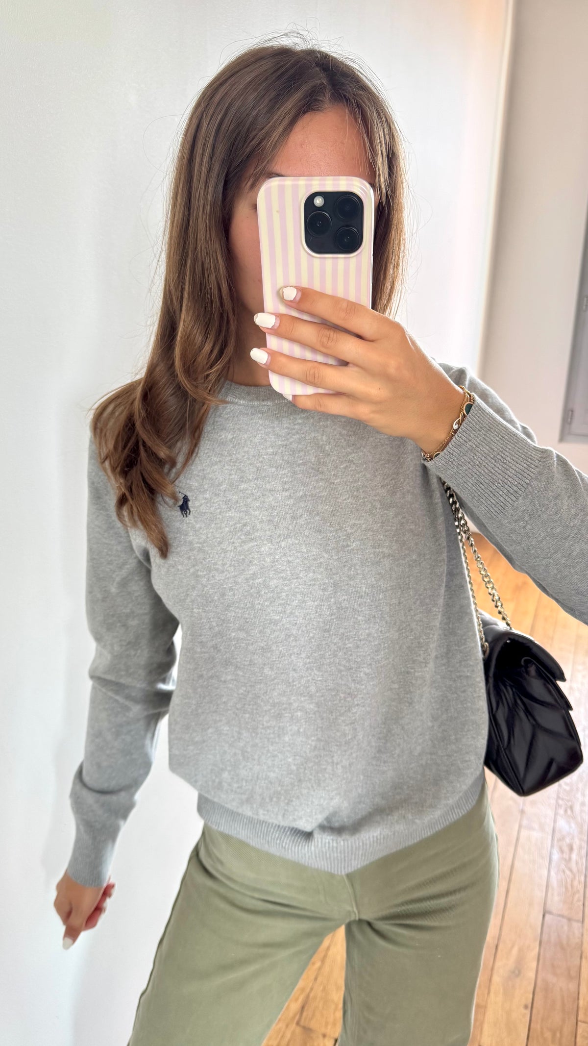 Pull col rond gris Ralph Lauren - S
