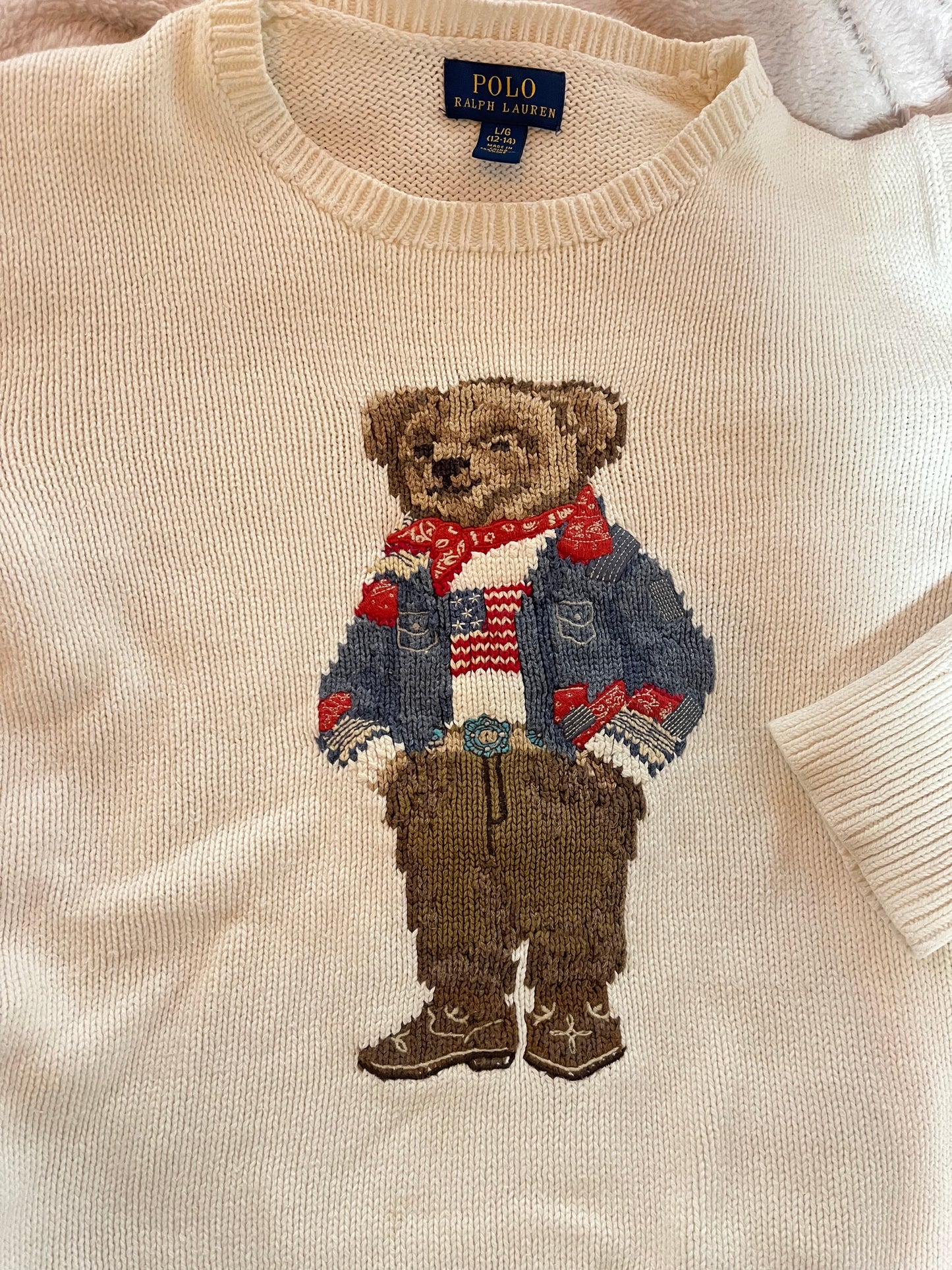 Pull blanc nounours Ralph Lauren - XS