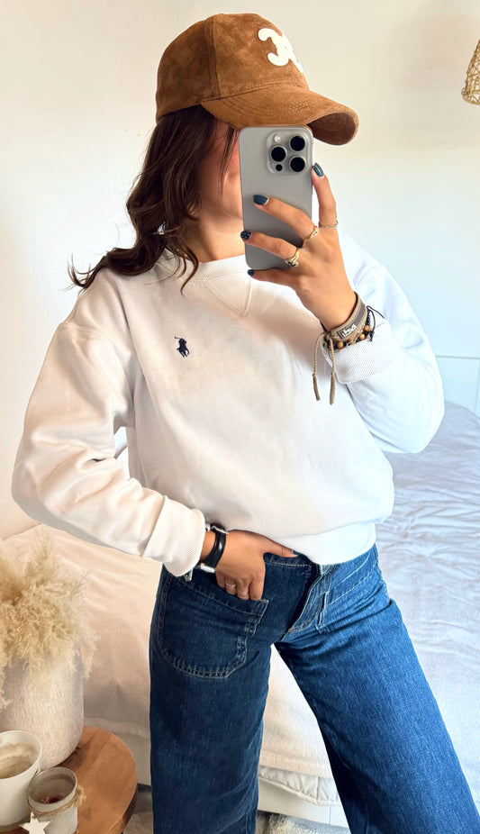 Sweat col rond blanc Ralph Lauren - M