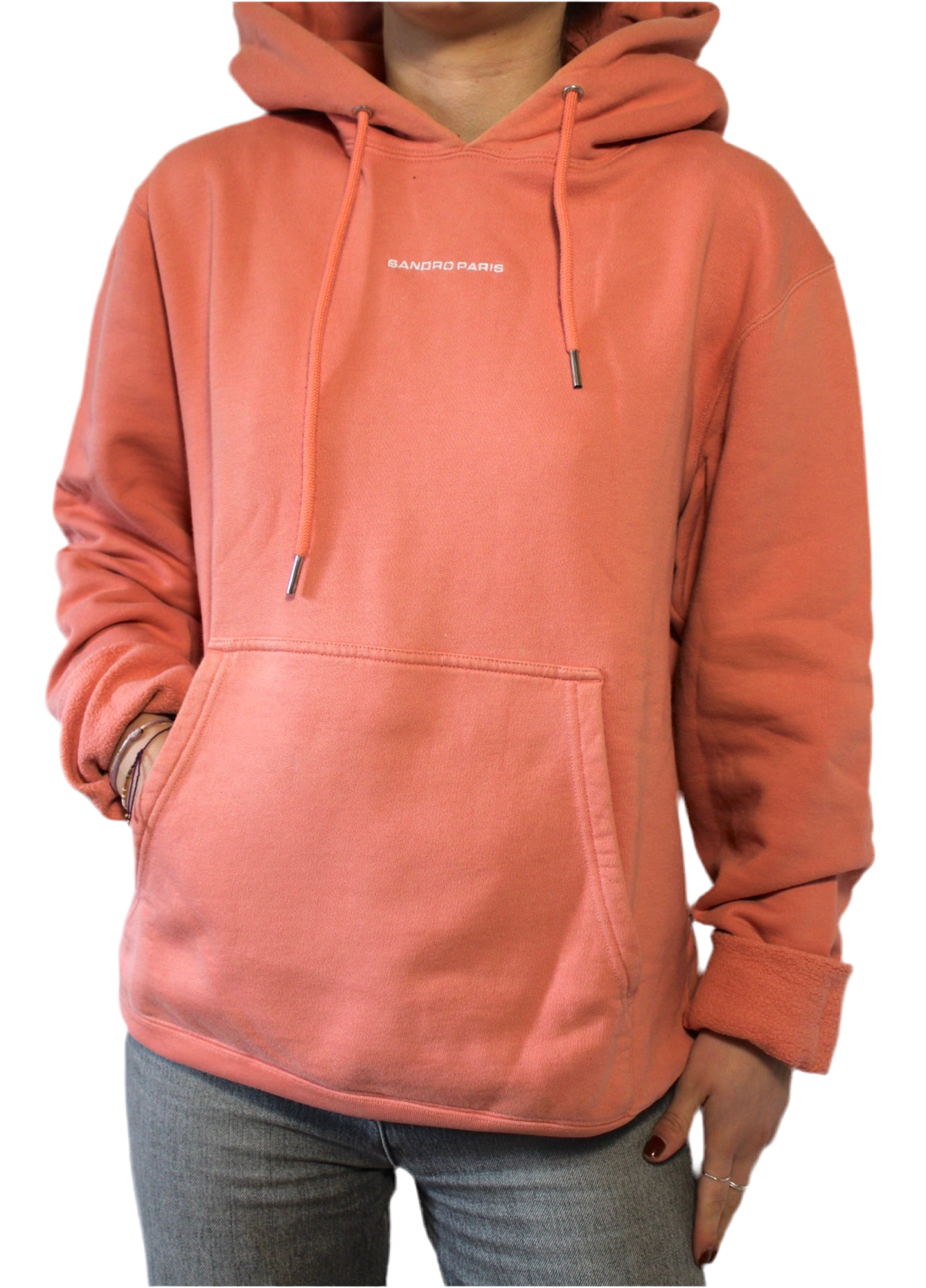 Sweat à capuche Sandro saumon - M homme - XL femme