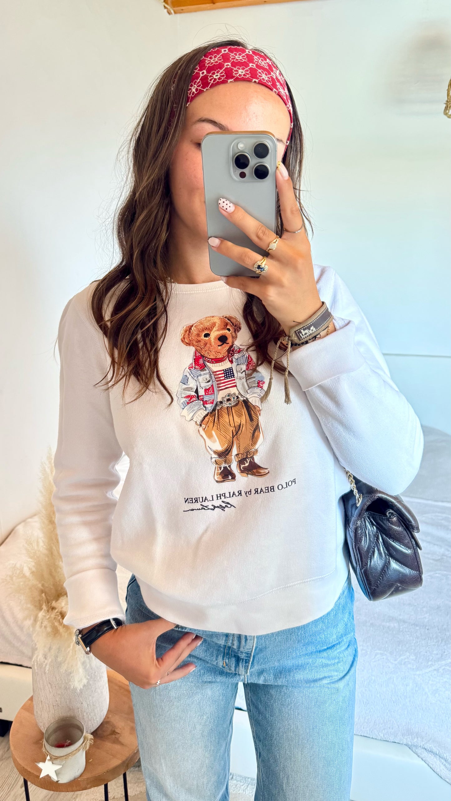 Pull blanc nounours Ralph Lauren - XS