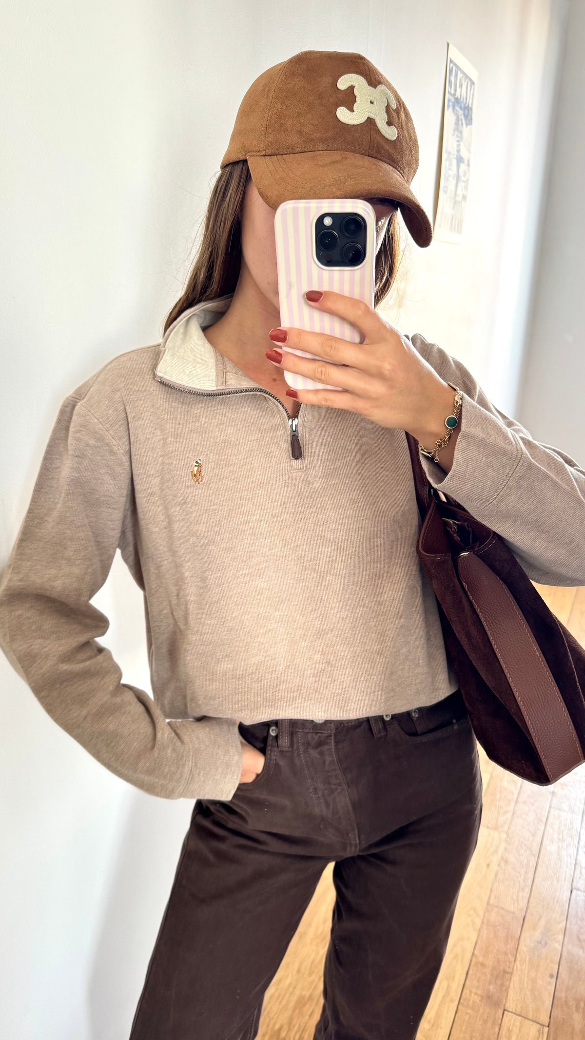 Pull demi-zippé beige Ralph Lauren - XS homme / S femme