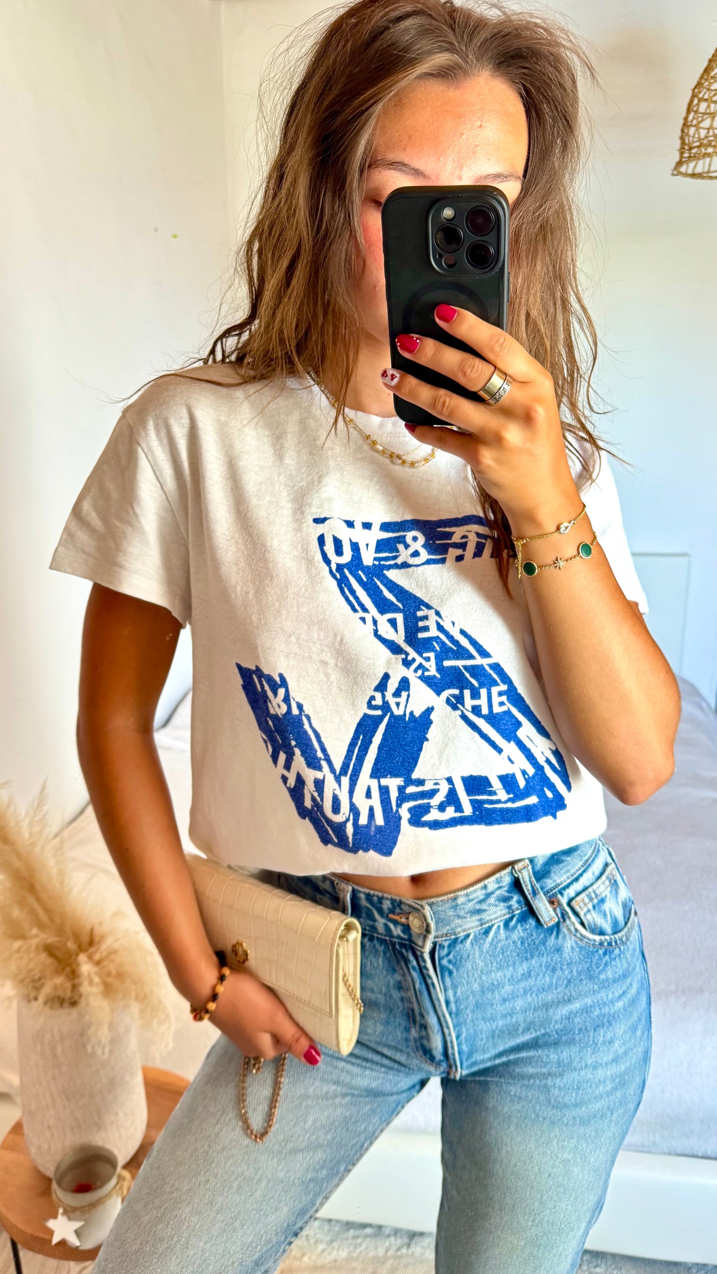 T-shirt blanc et bleu Zadig & Voltaire - M