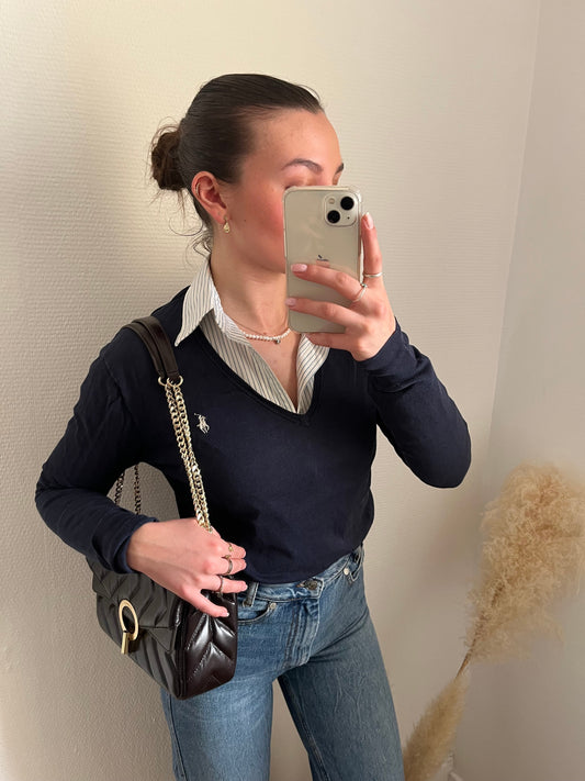 Pull col V marine Ralph Lauren - L