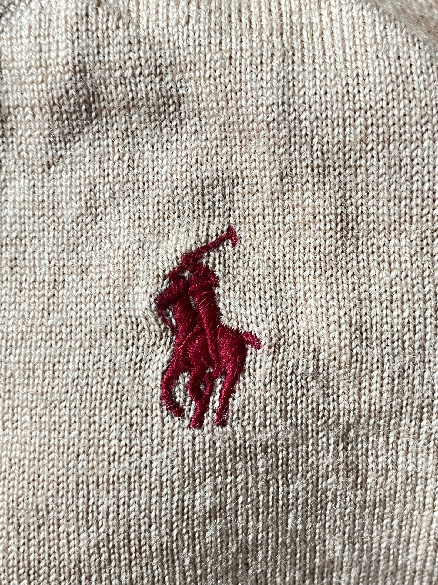 Pull col V beige laine de mérinos Ralph Lauren - S