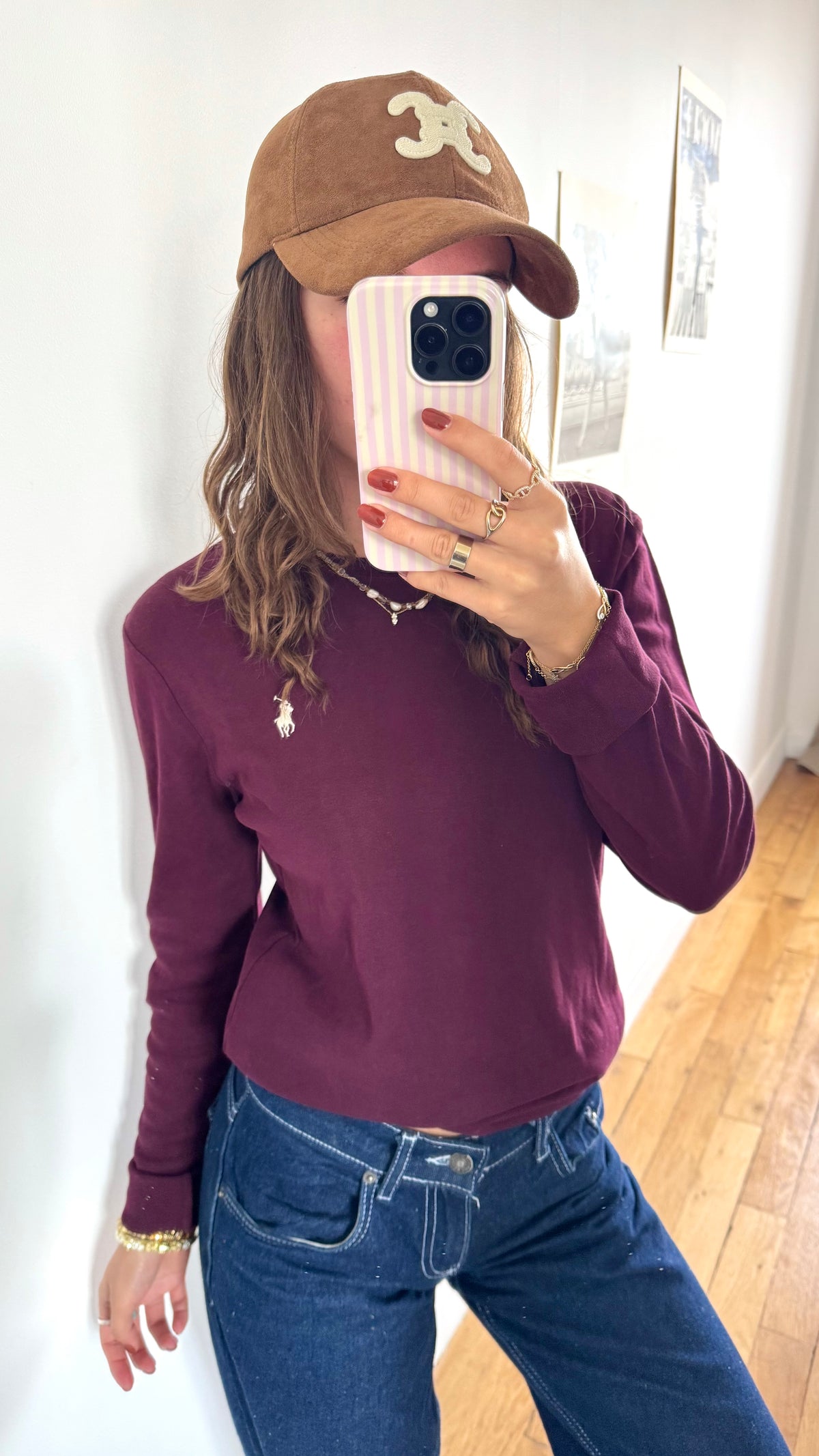 Pull en col rond bordeaux Ralph Lauren - M
