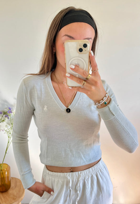 Pull col V vert laine Ralph Lauren - S