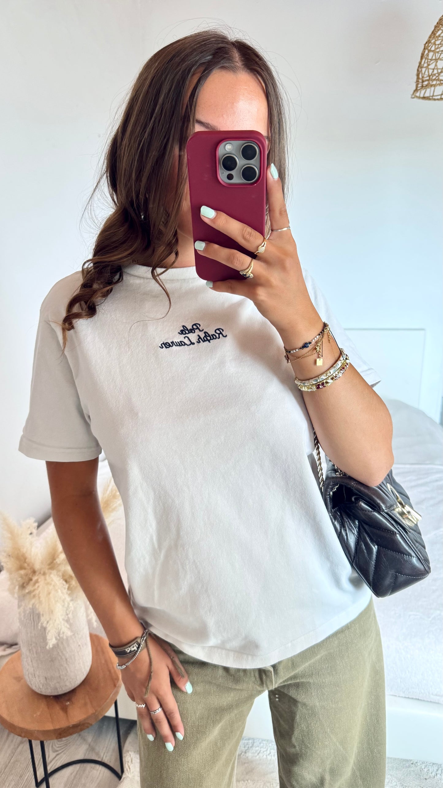 T-shirt blanc brodé Ralph Lauren - S
