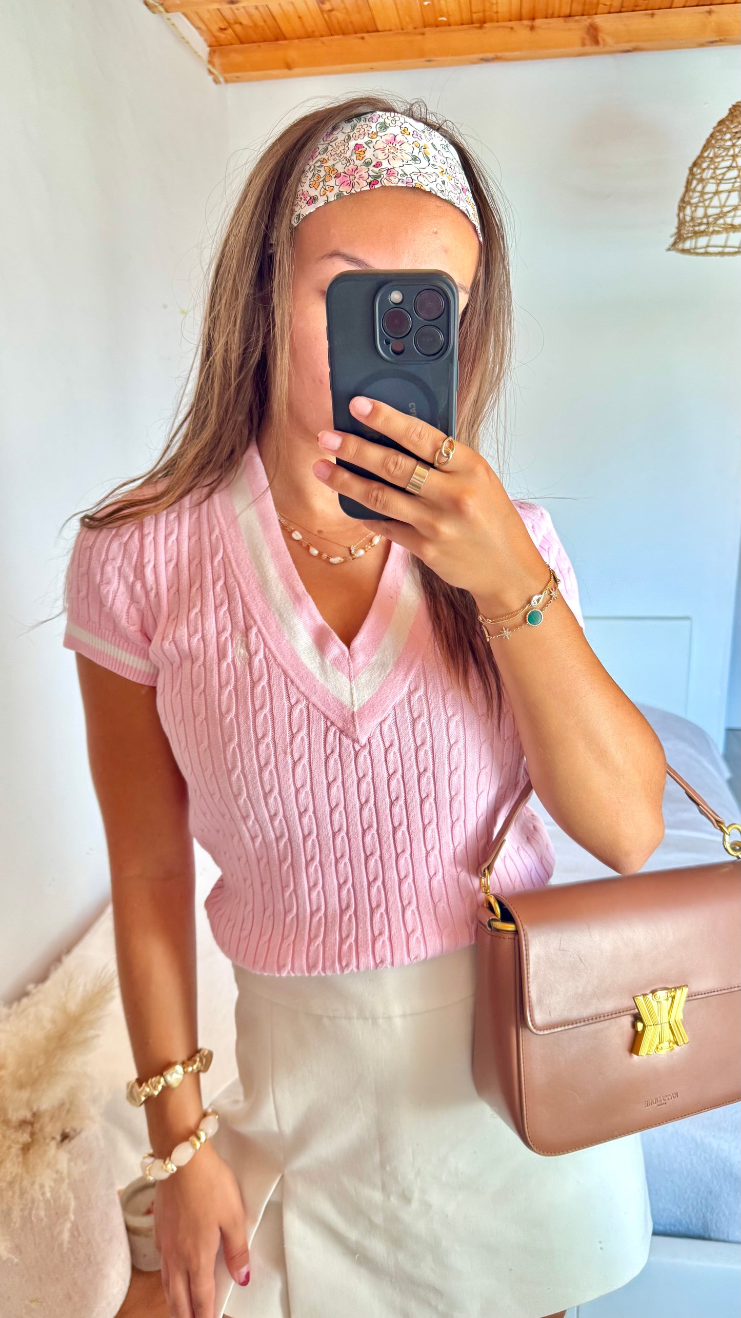 T-shirt torsadé rose Ralph Lauren - M