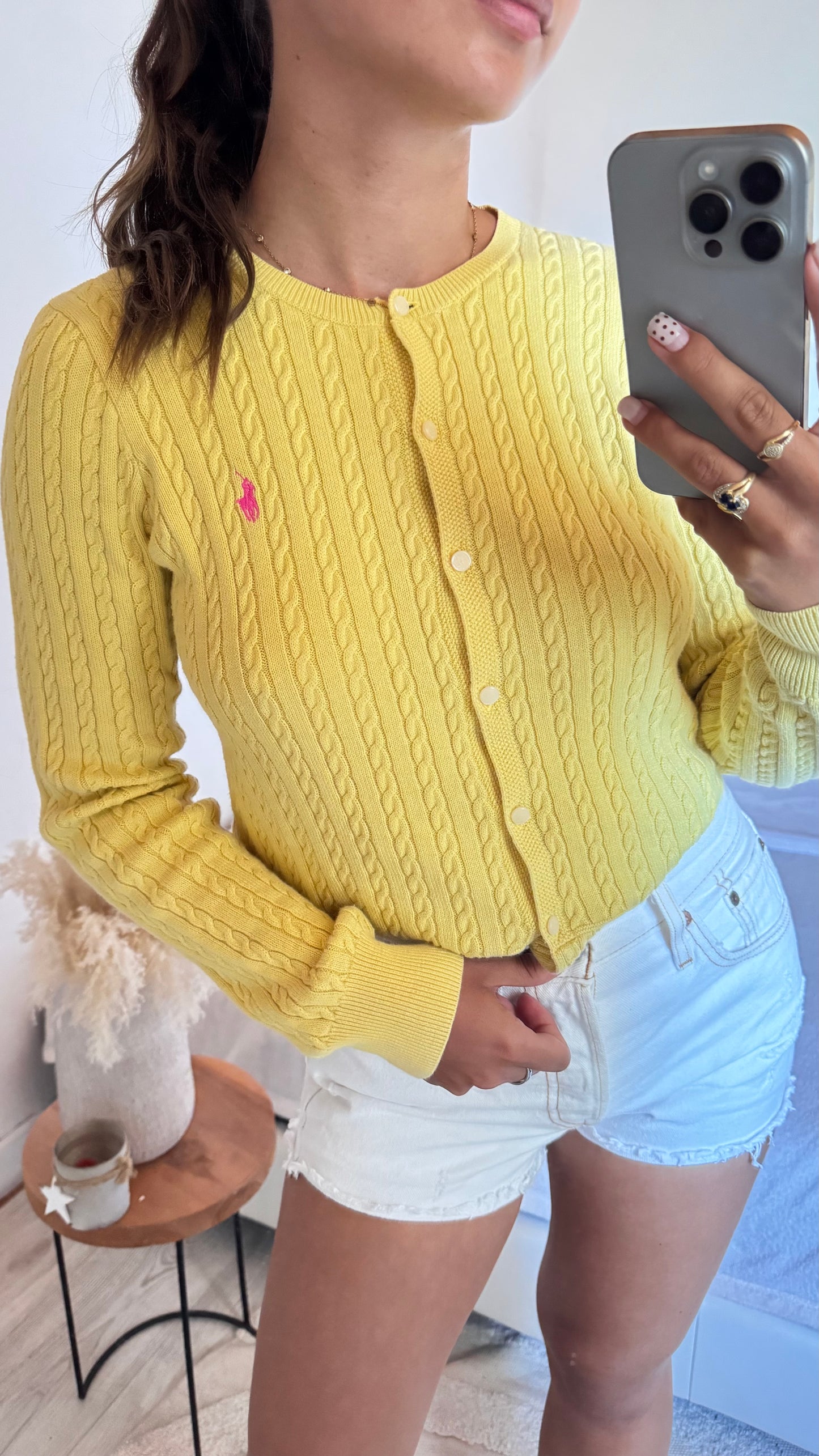 Gilet torsadé jaune pastel Ralph Lauren - S