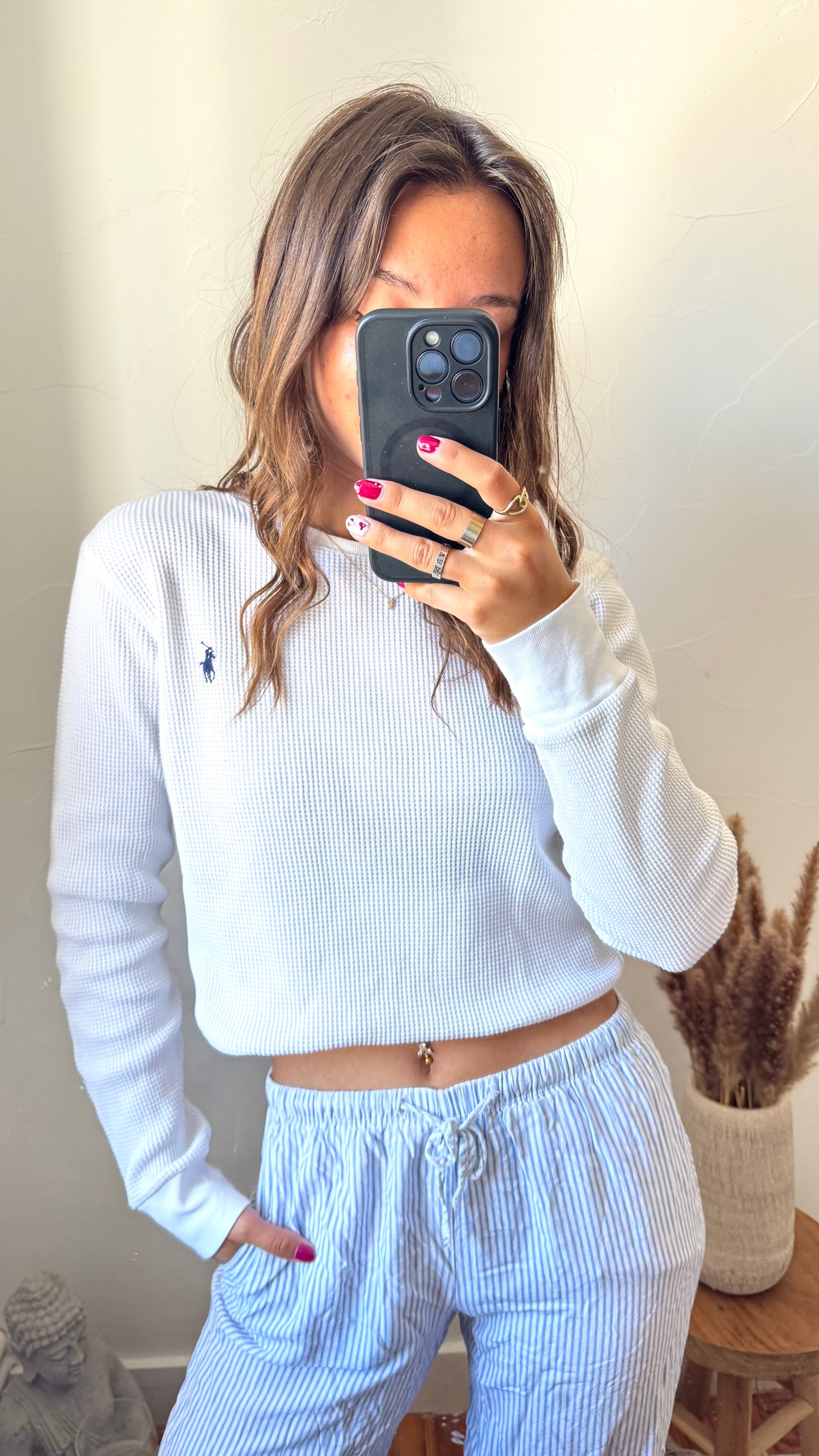 Pull col rond blanc Ralph Lauren - S