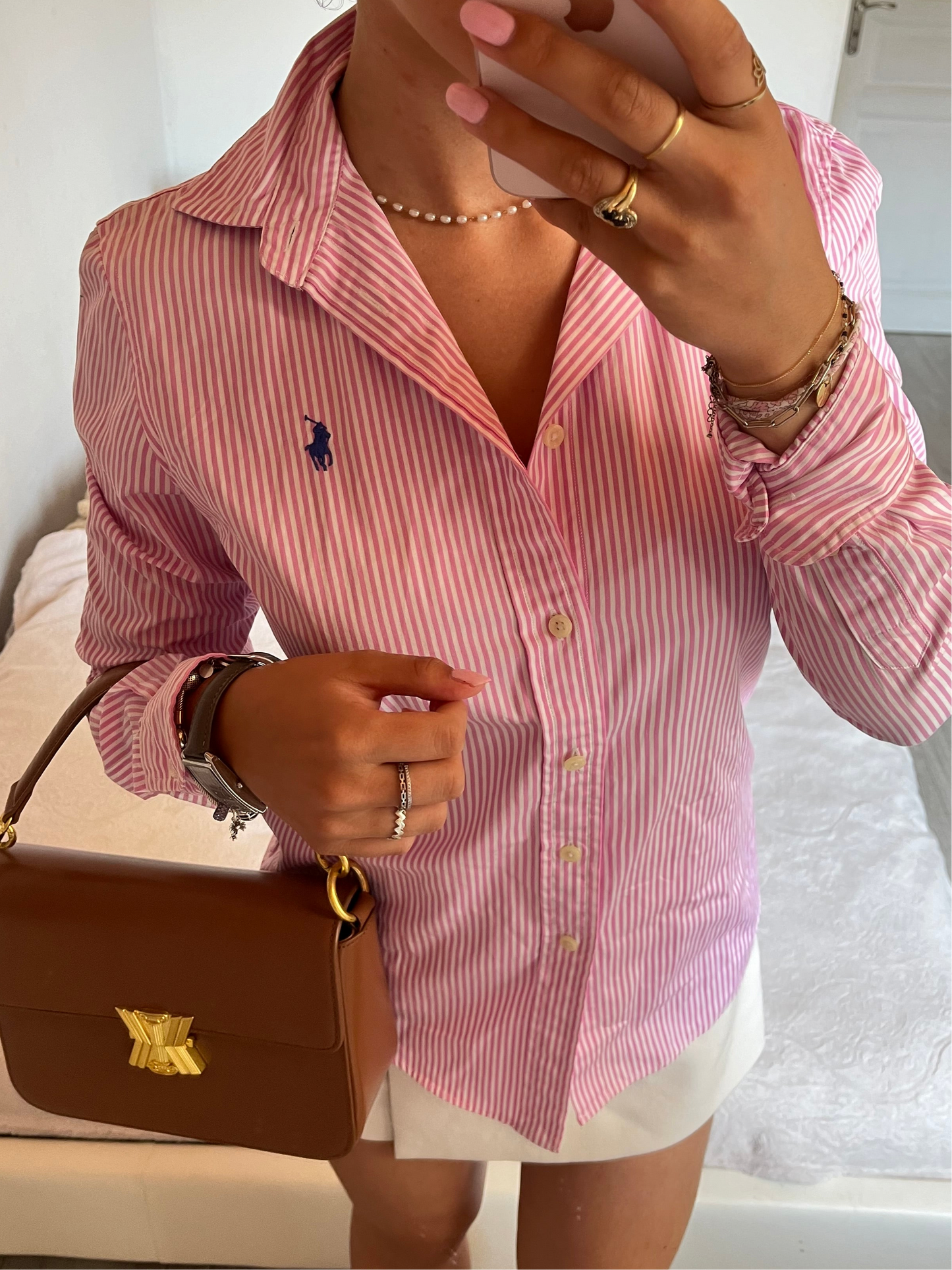 Chemise rayée rose Ralph Lauren - S