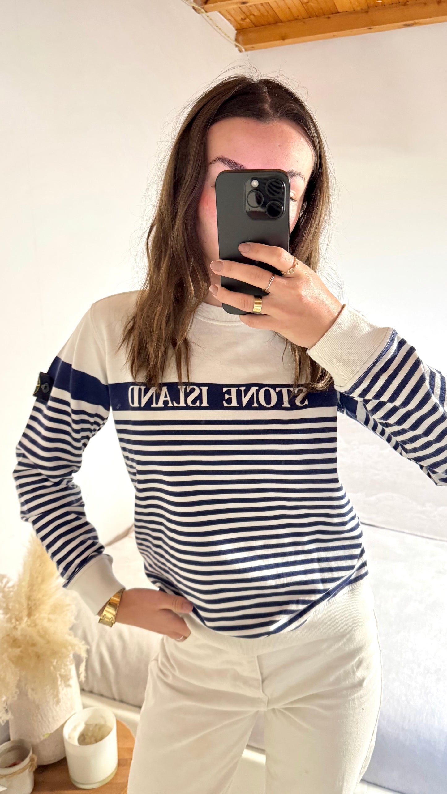 Sweat col rond marinière Stone Island - S