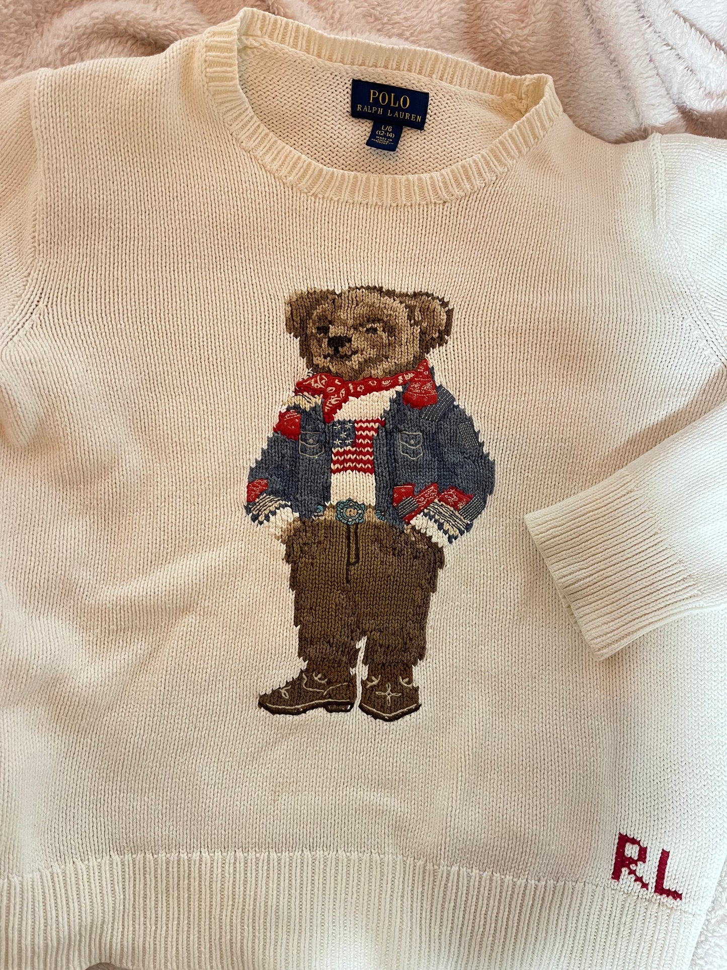 Pull blanc nounours Ralph Lauren - XS