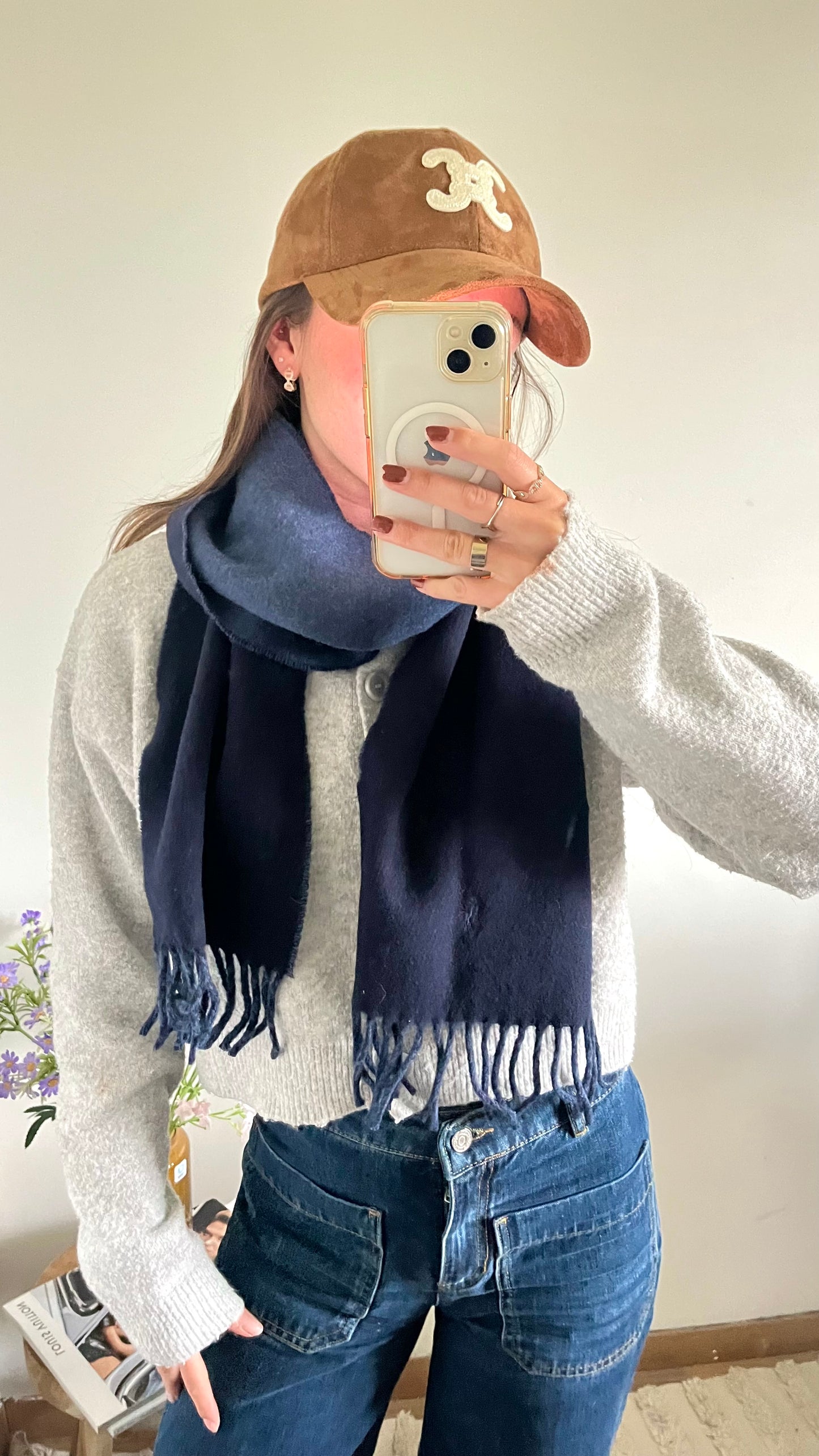 Écharpe en laine bleu marine Ralph Lauren