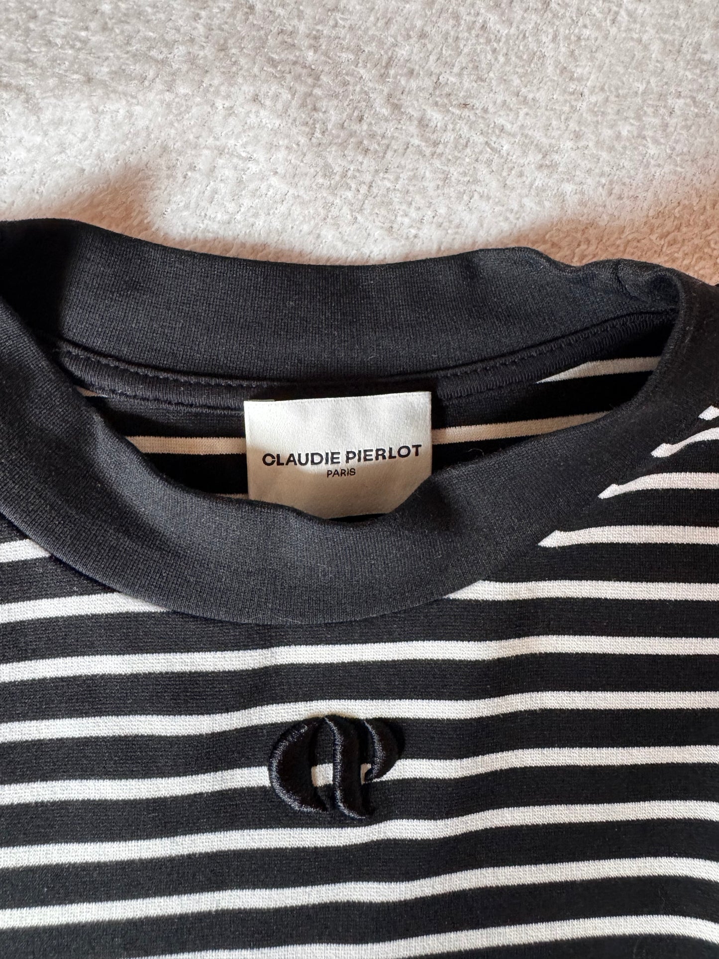Pull marinière brodé noir Claudie Pierlot - S