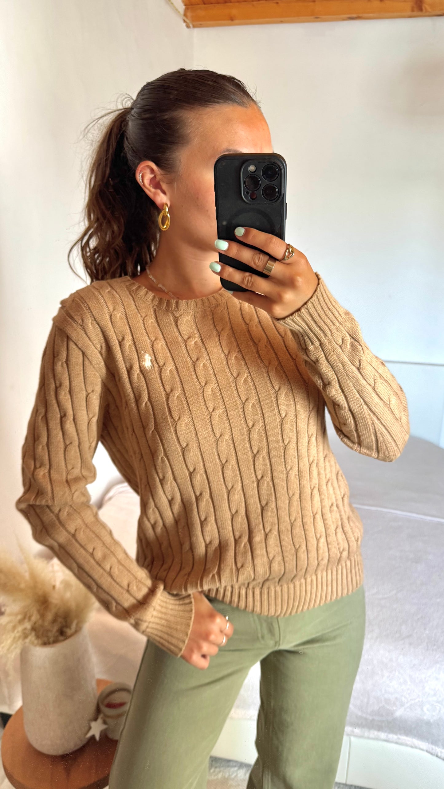Pull torsadé beige Ralph Lauren - M