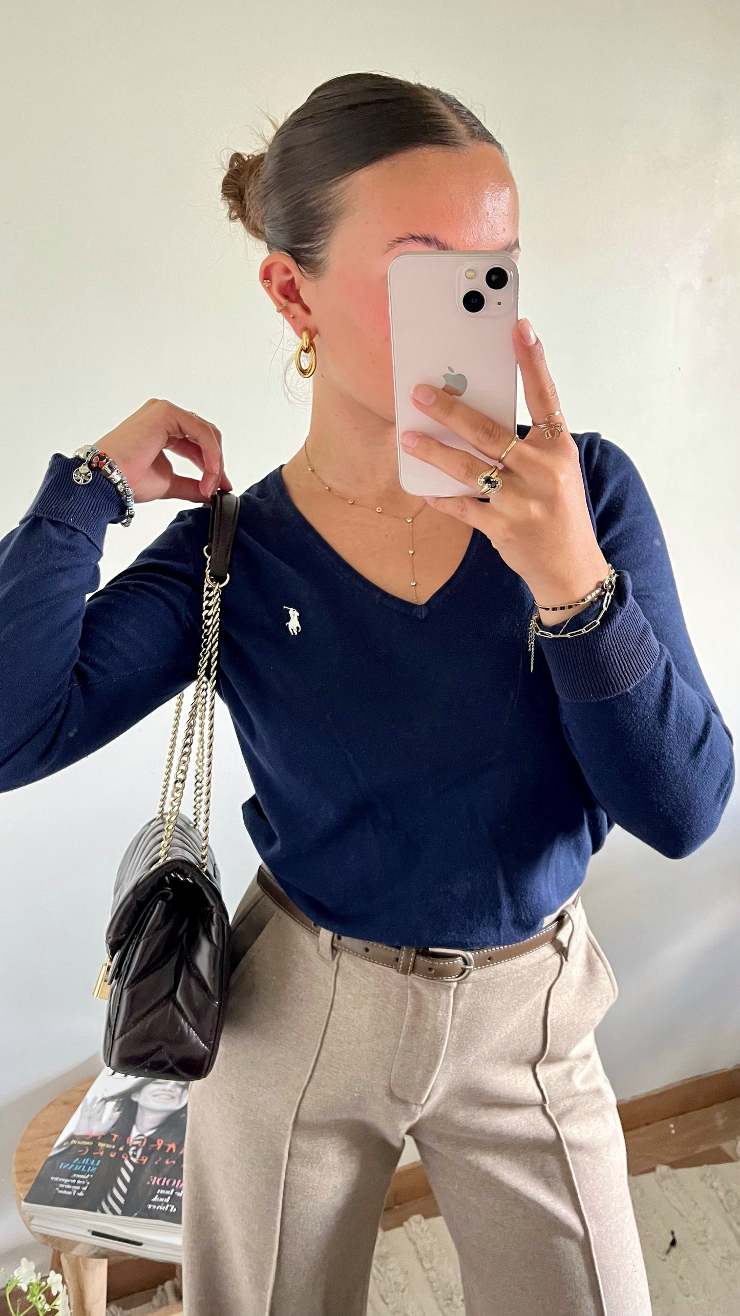 Pull col V bleu marine Ralph Lauren - M