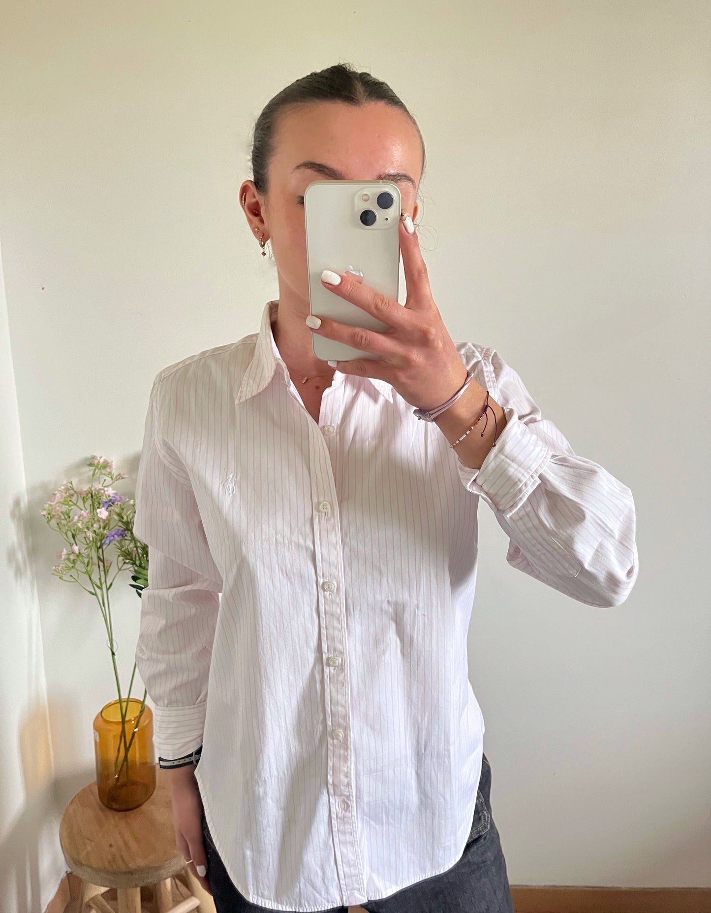 Chemise rayée rose pastel Ralph Lauren - S